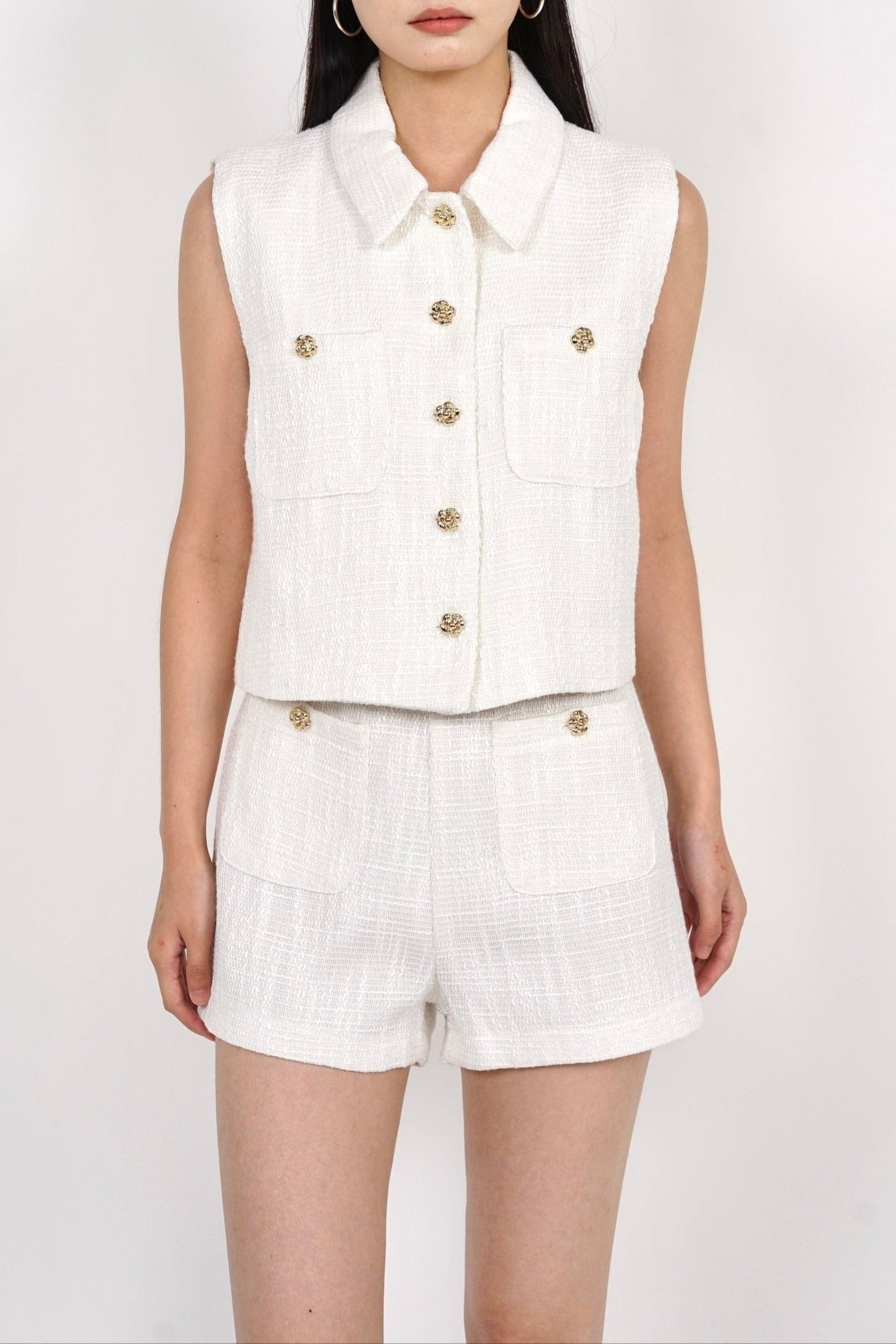 Tweed Shorts in White