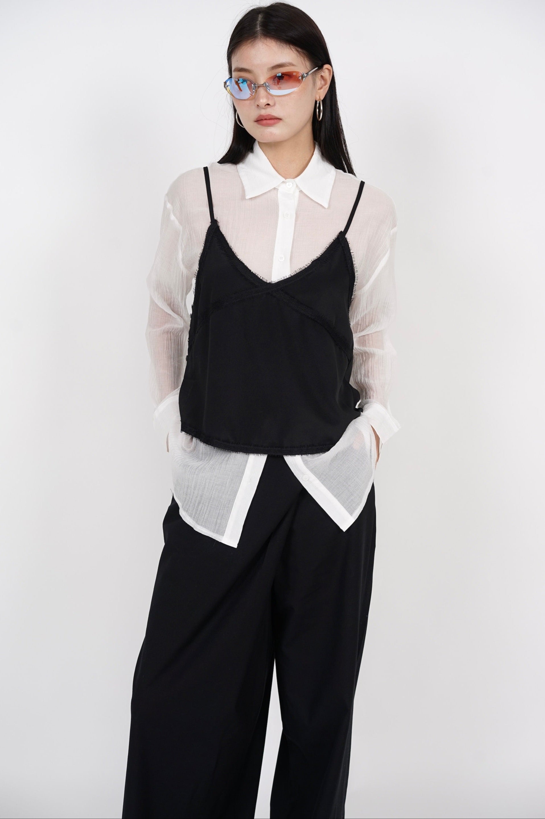 Two Piece Set Top in White Black