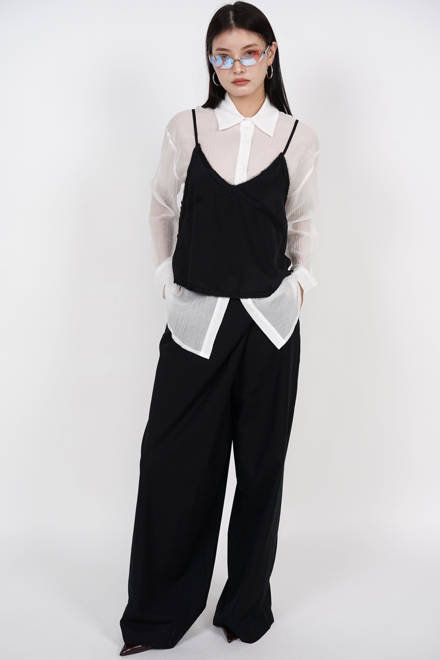 Two Piece Set Top in White Black