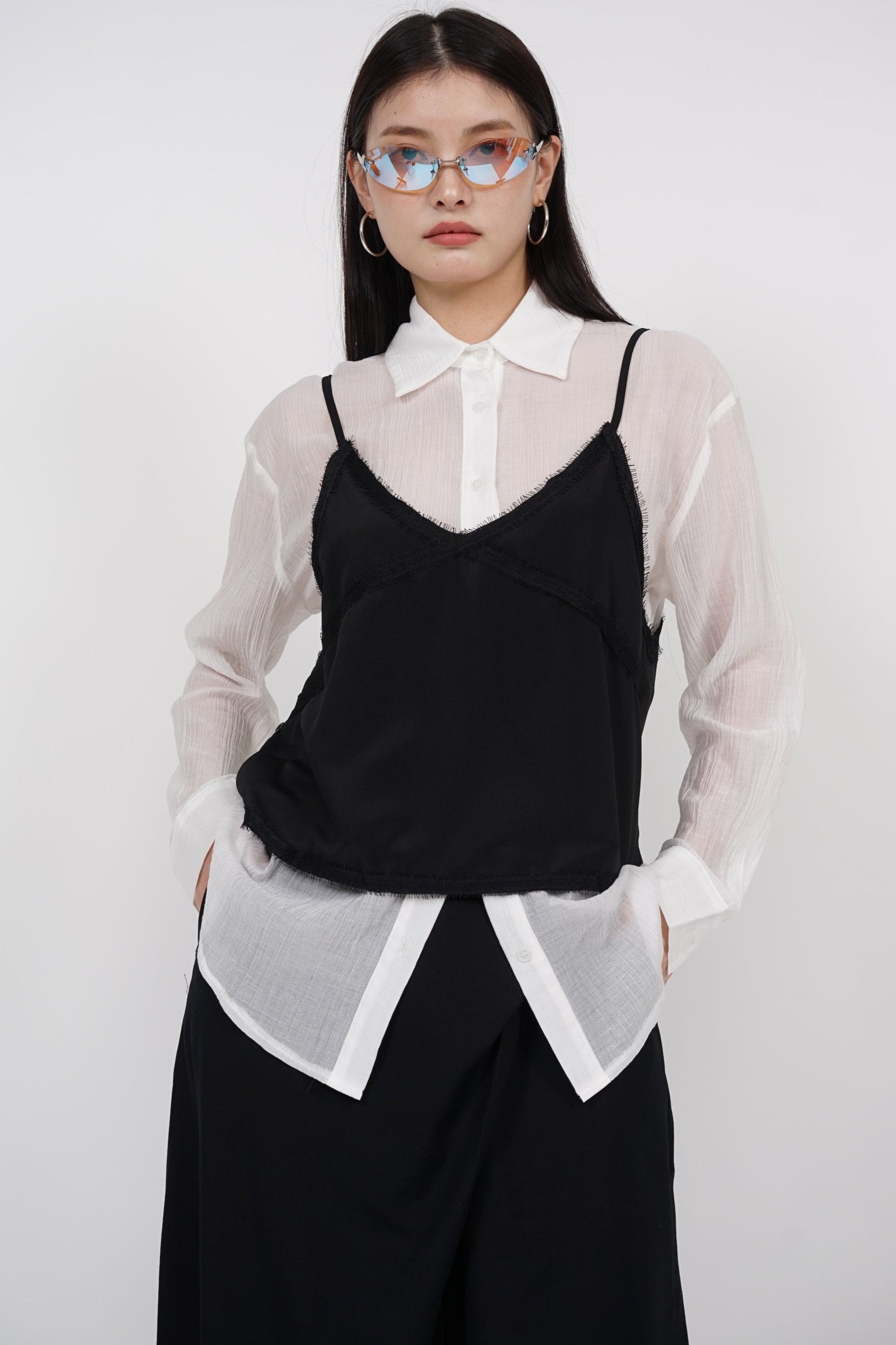 Two Piece Set Top in White Black