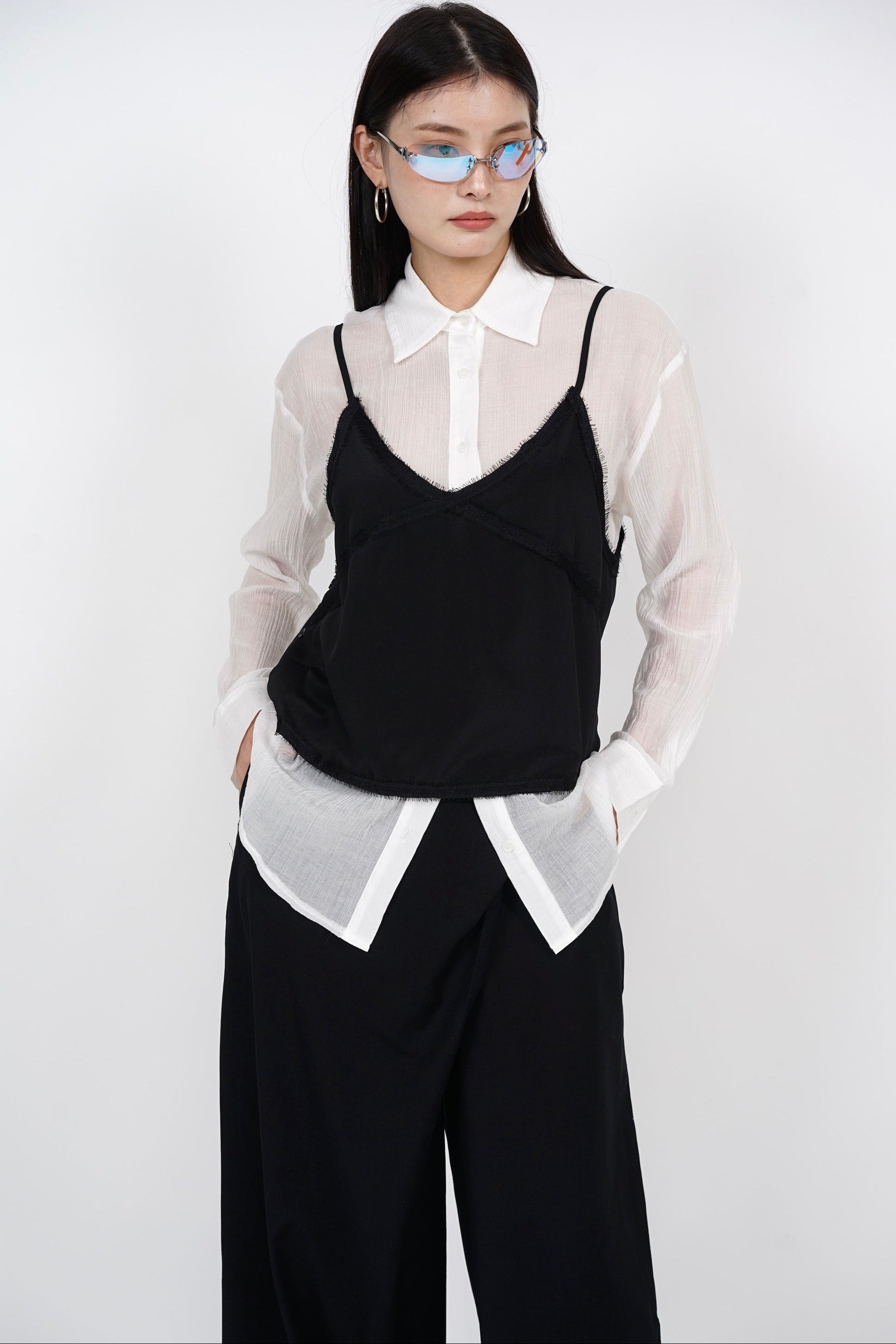 Two Piece Set Top in White Black
