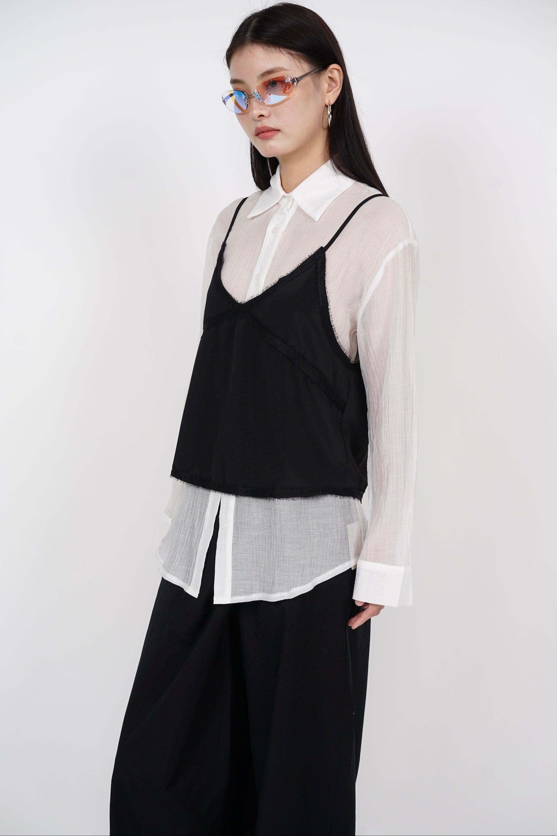 Two Piece Set Top in White Black