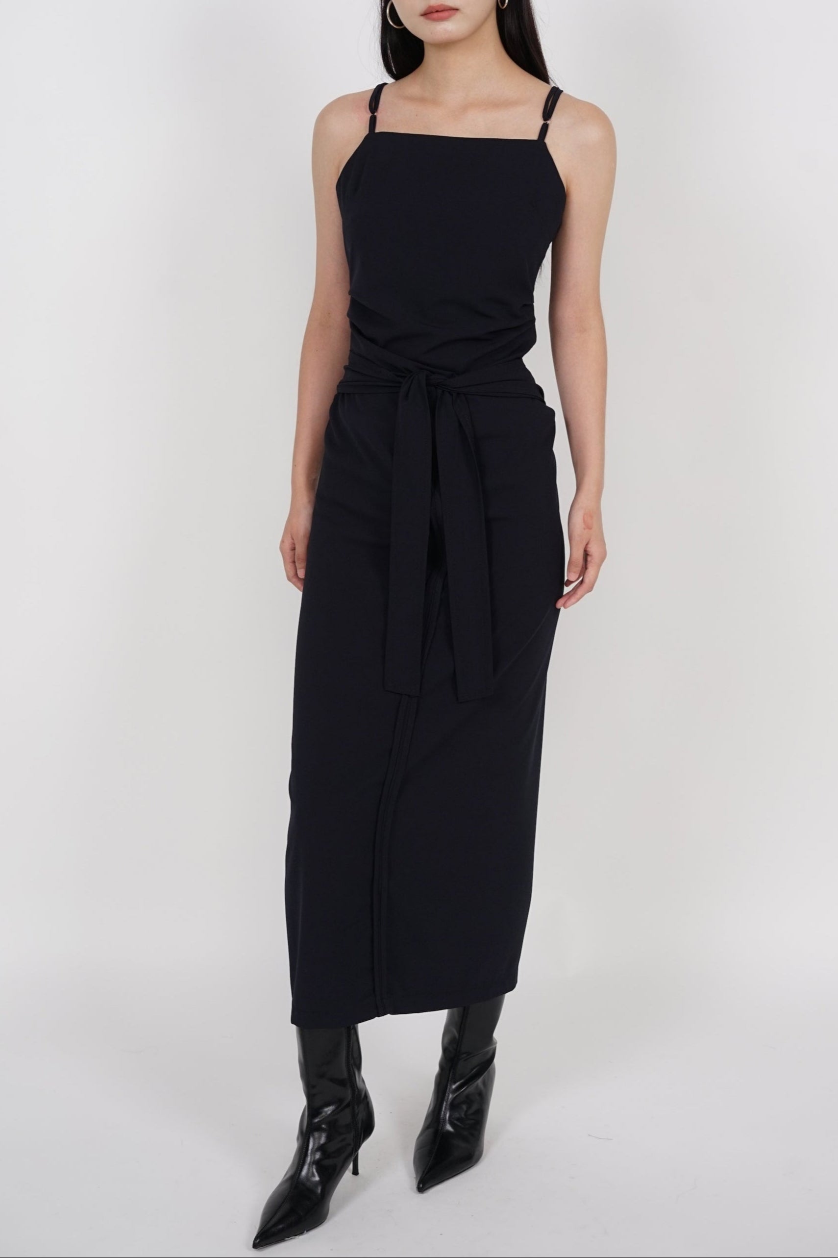 Self Tie Wrap Skirt in Charcoal