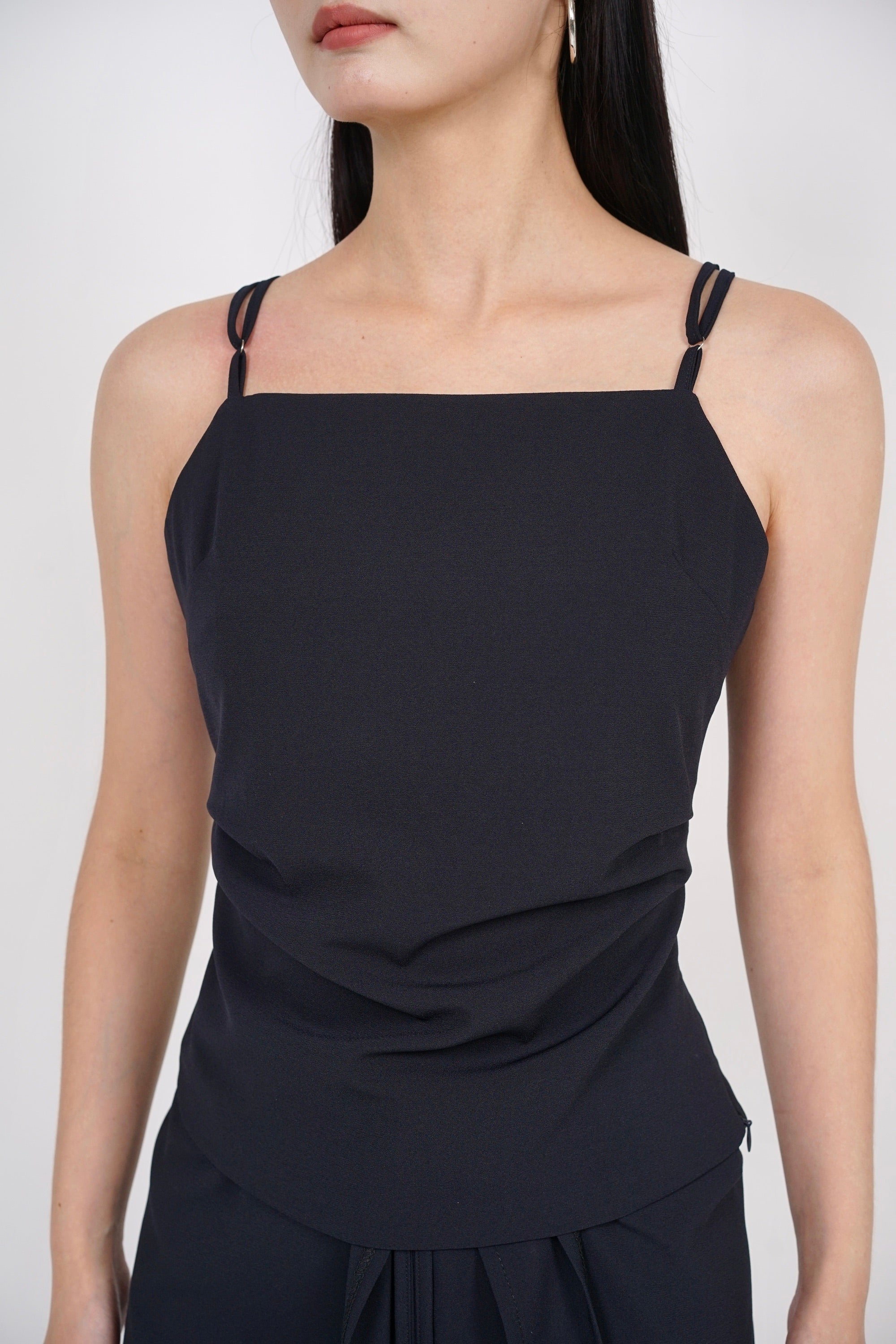 Gathered Waist Top in Charcoal