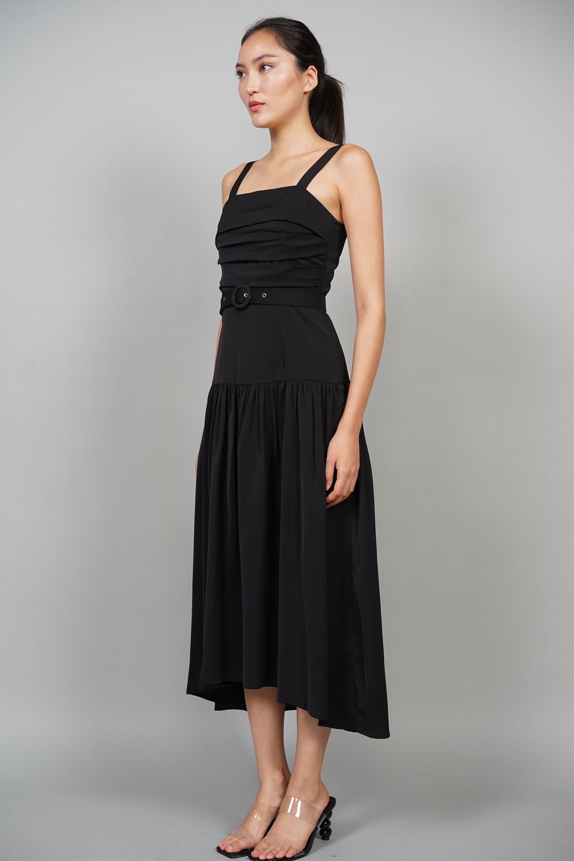 Kellan High-Low Dress in Midnight Black