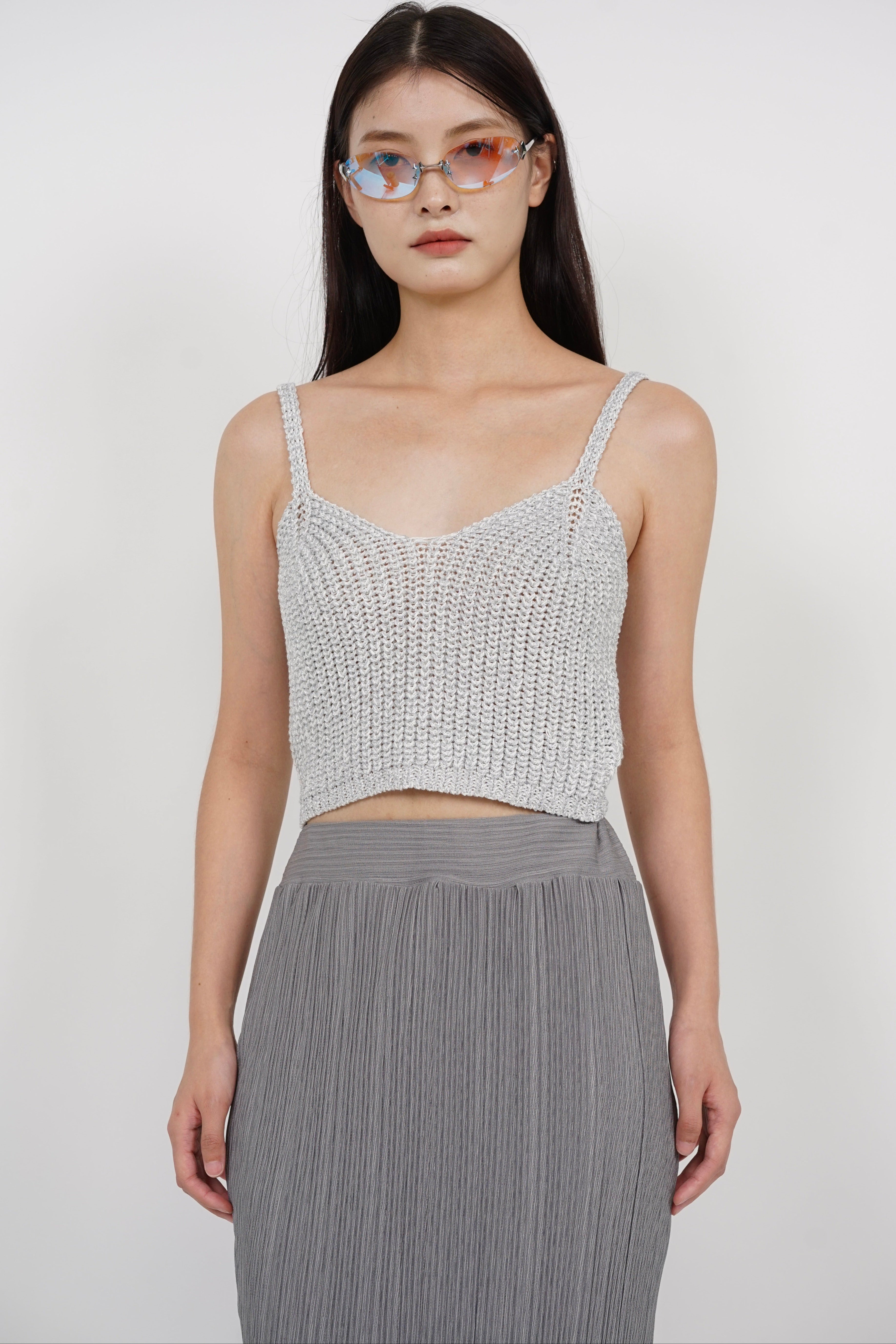 Cami Sweetheart Cami Top in White Silver