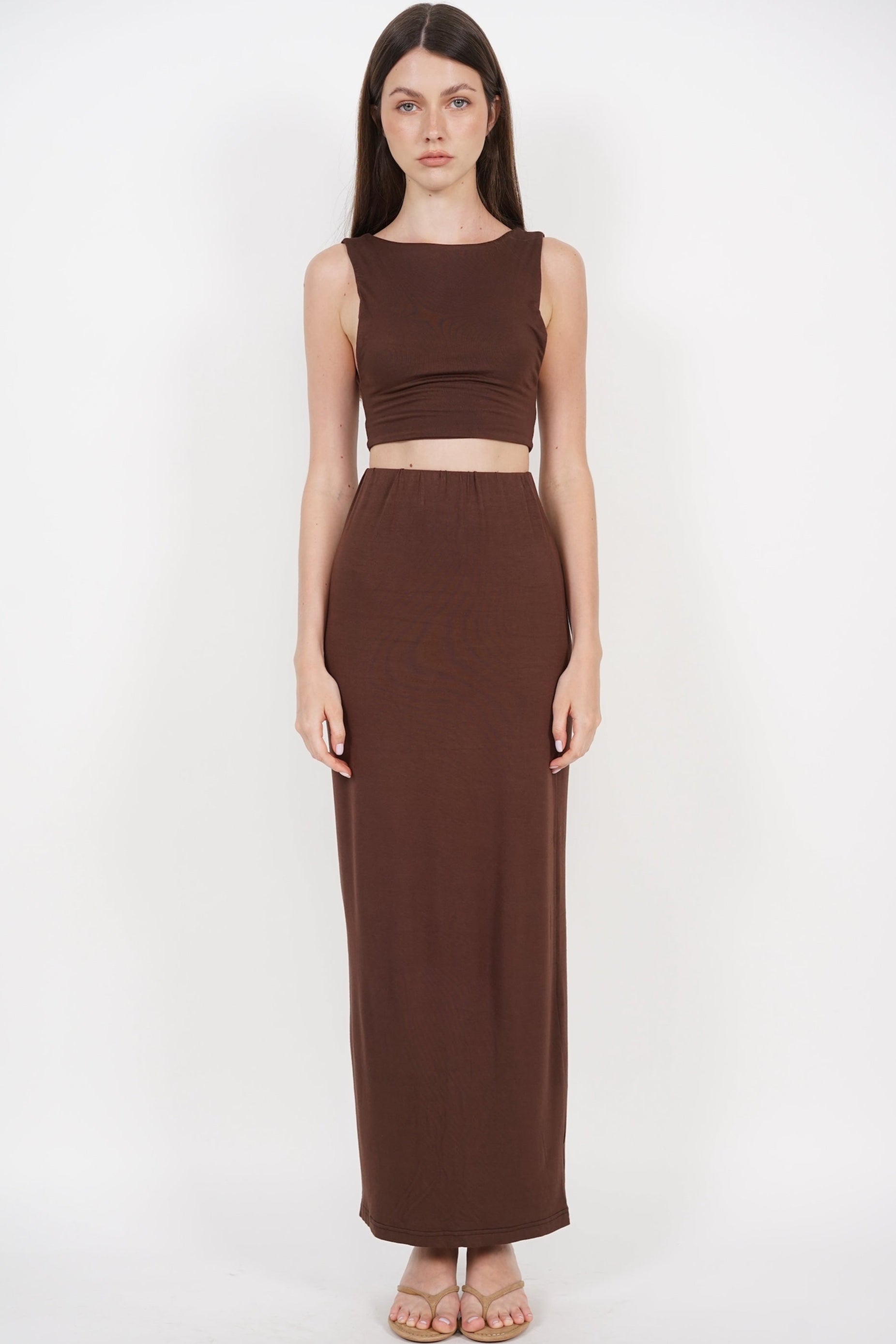 Low Back Curve Back Top in Chocolate