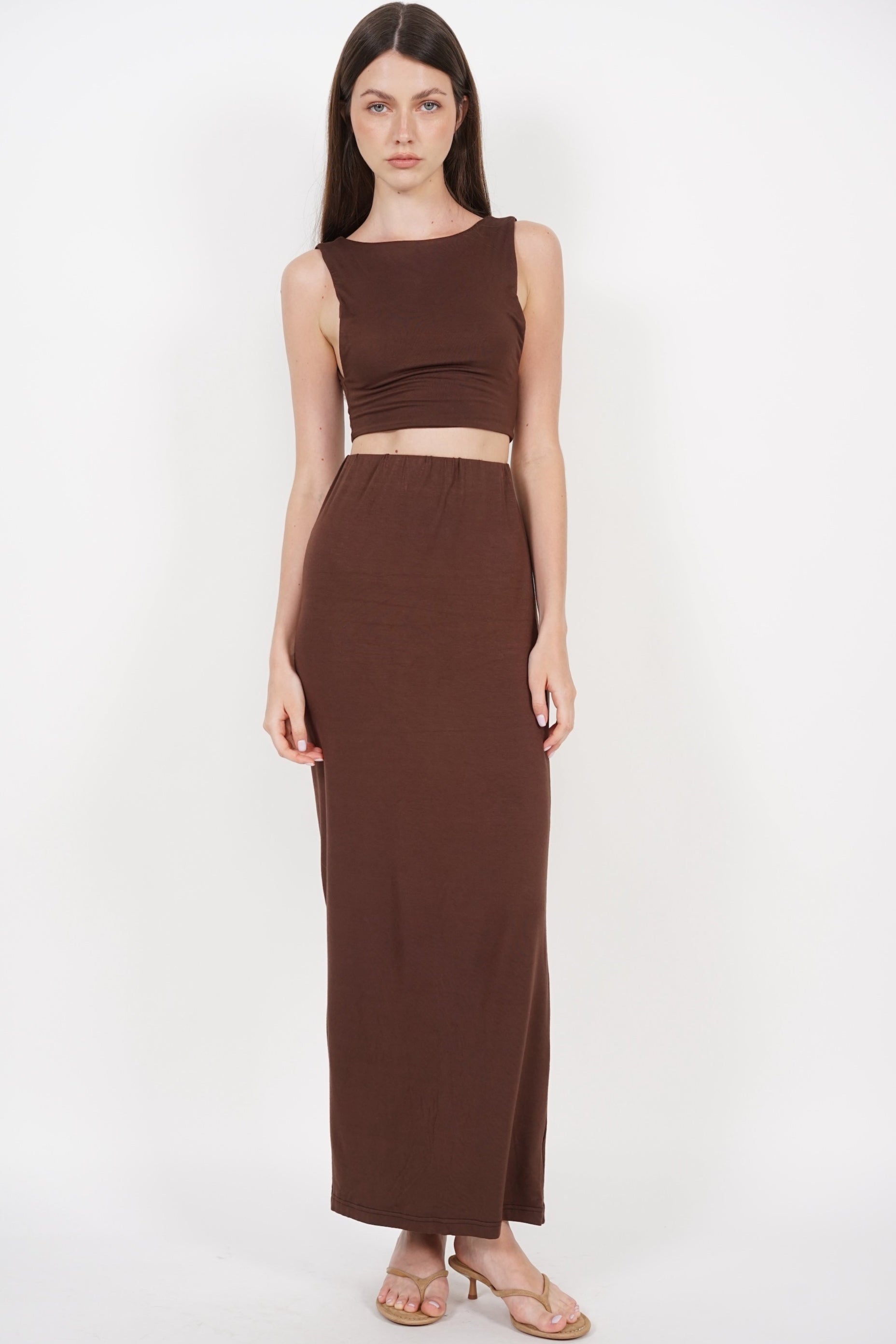 Low Back Curve Back Top in Chocolate
