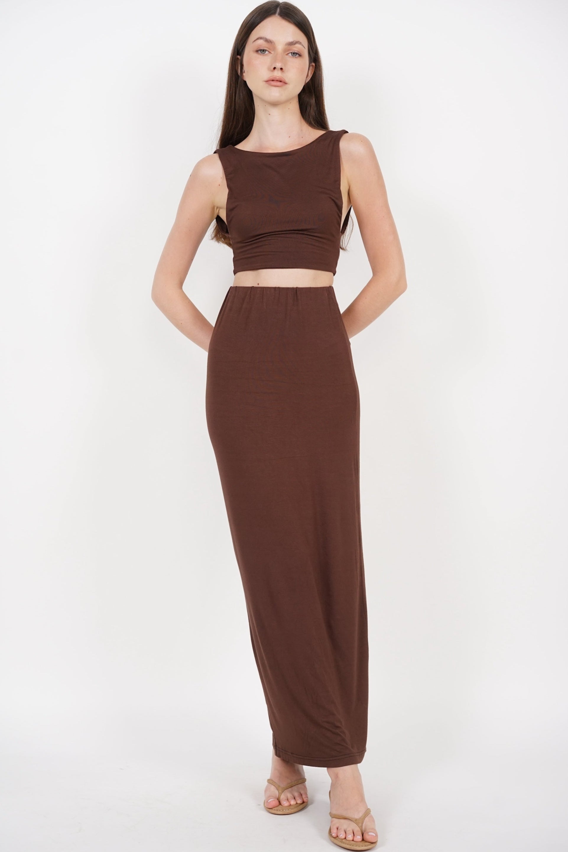 Low Back Curve Back Top in Chocolate