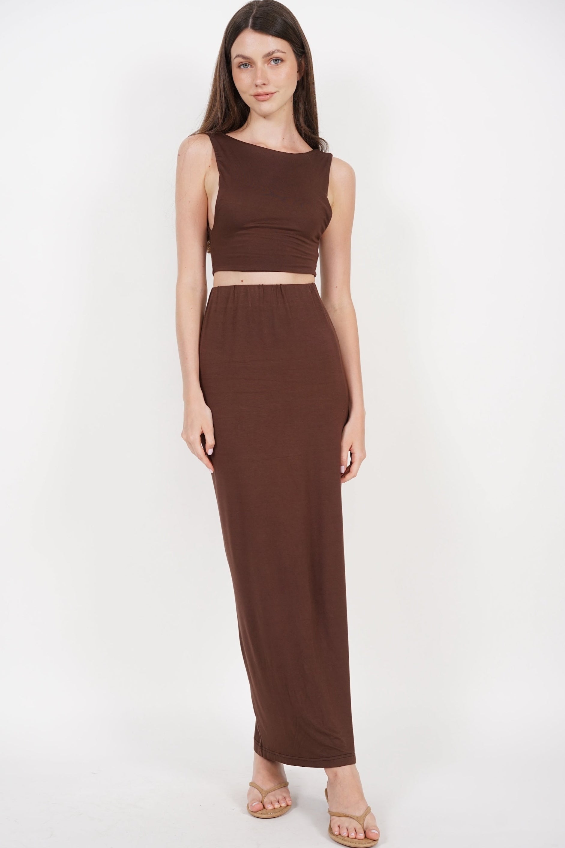Low Back Curve Back Top in Chocolate