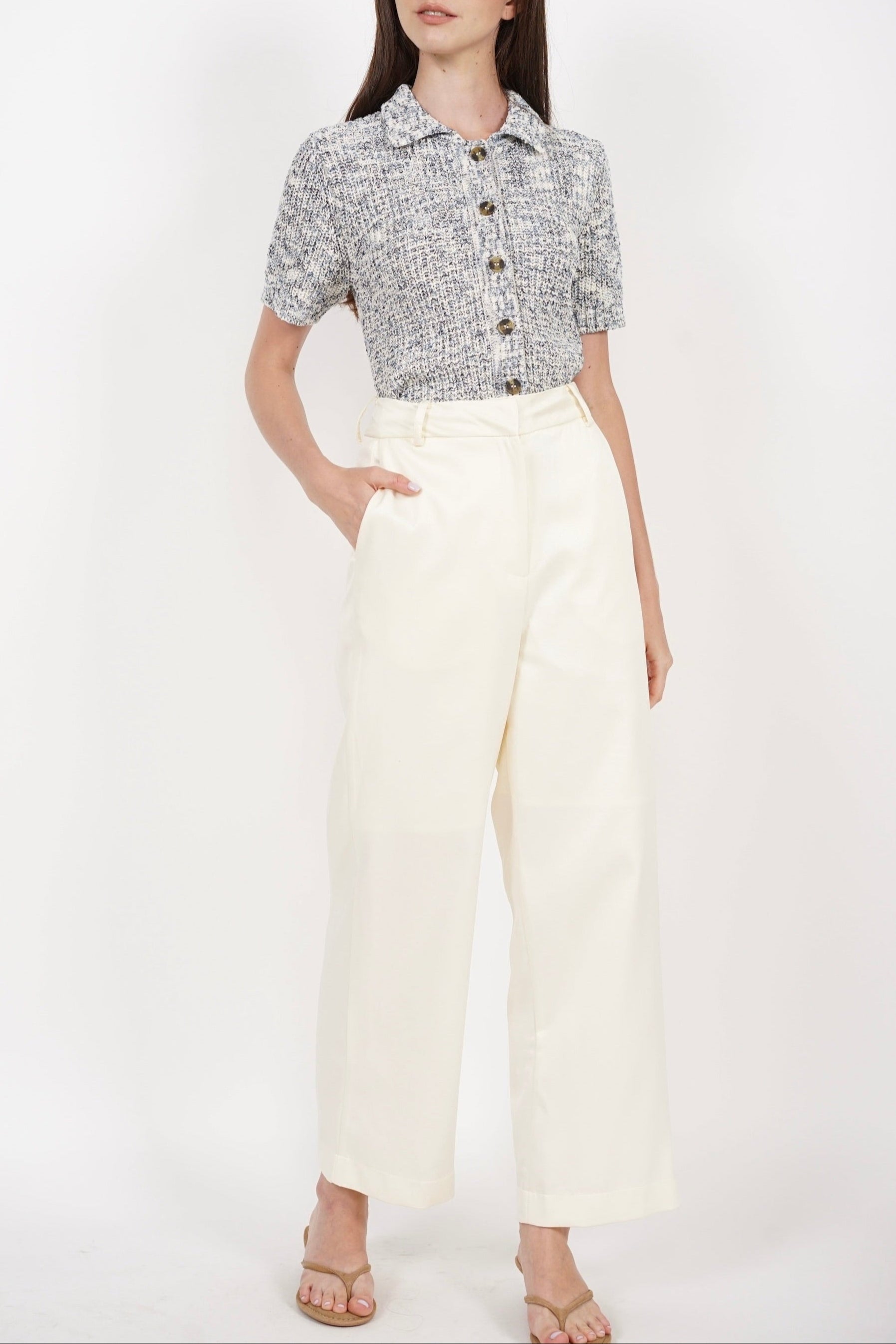 Straight Cut Pants in Ecru