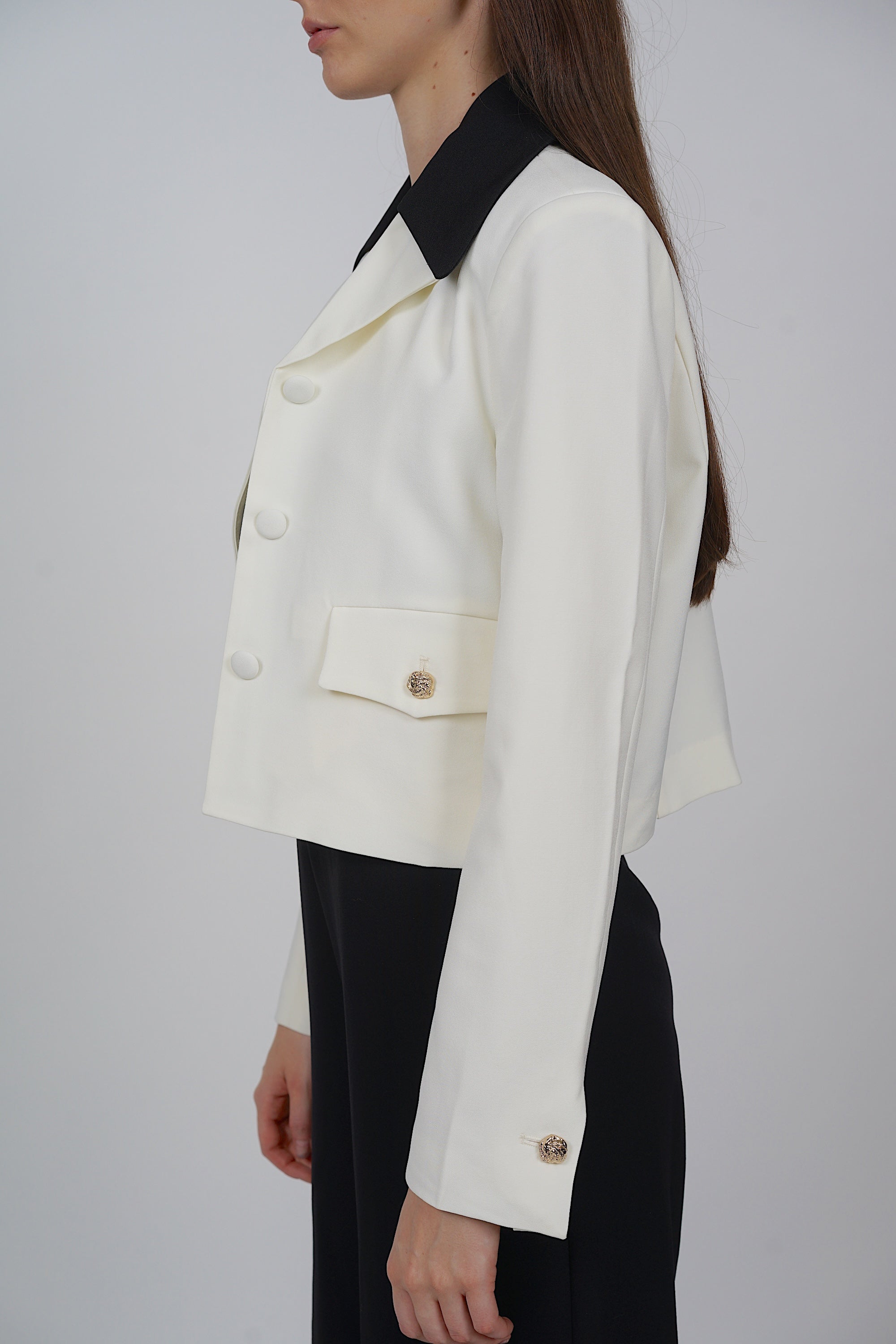 Tailored Contrast Blazer Jacket in White