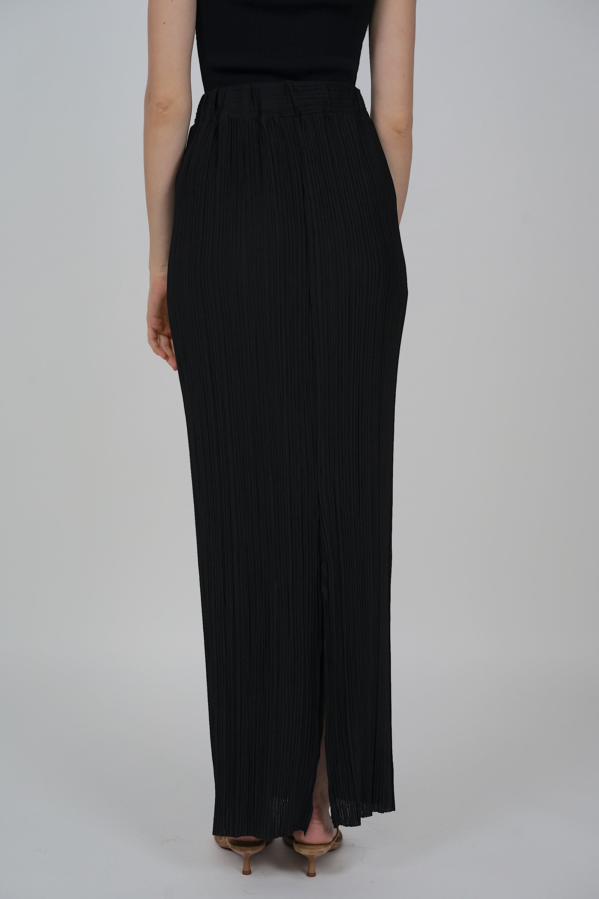 Plisse Pleated Skirt in Black
