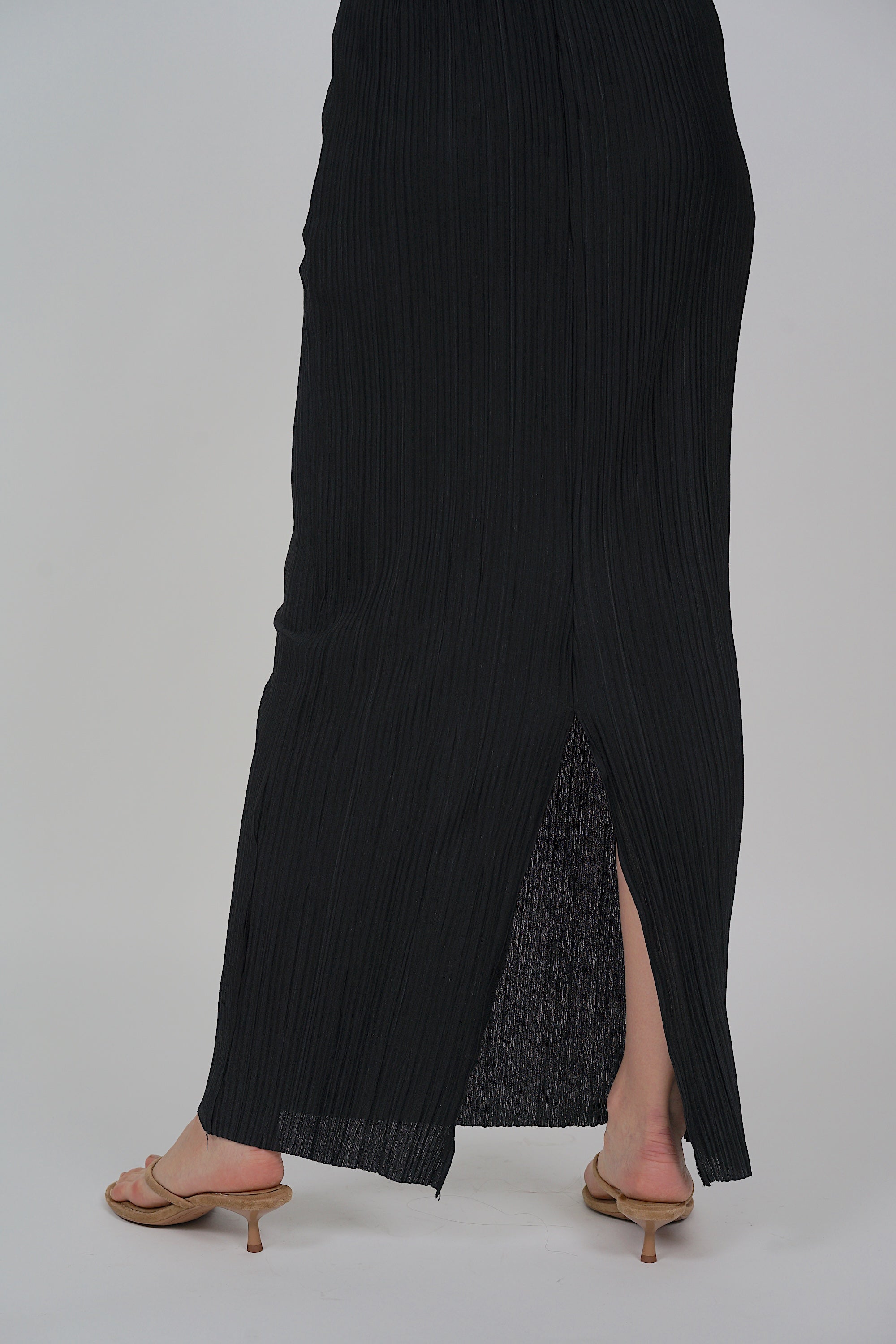 Plisse Pleated Skirt in Black