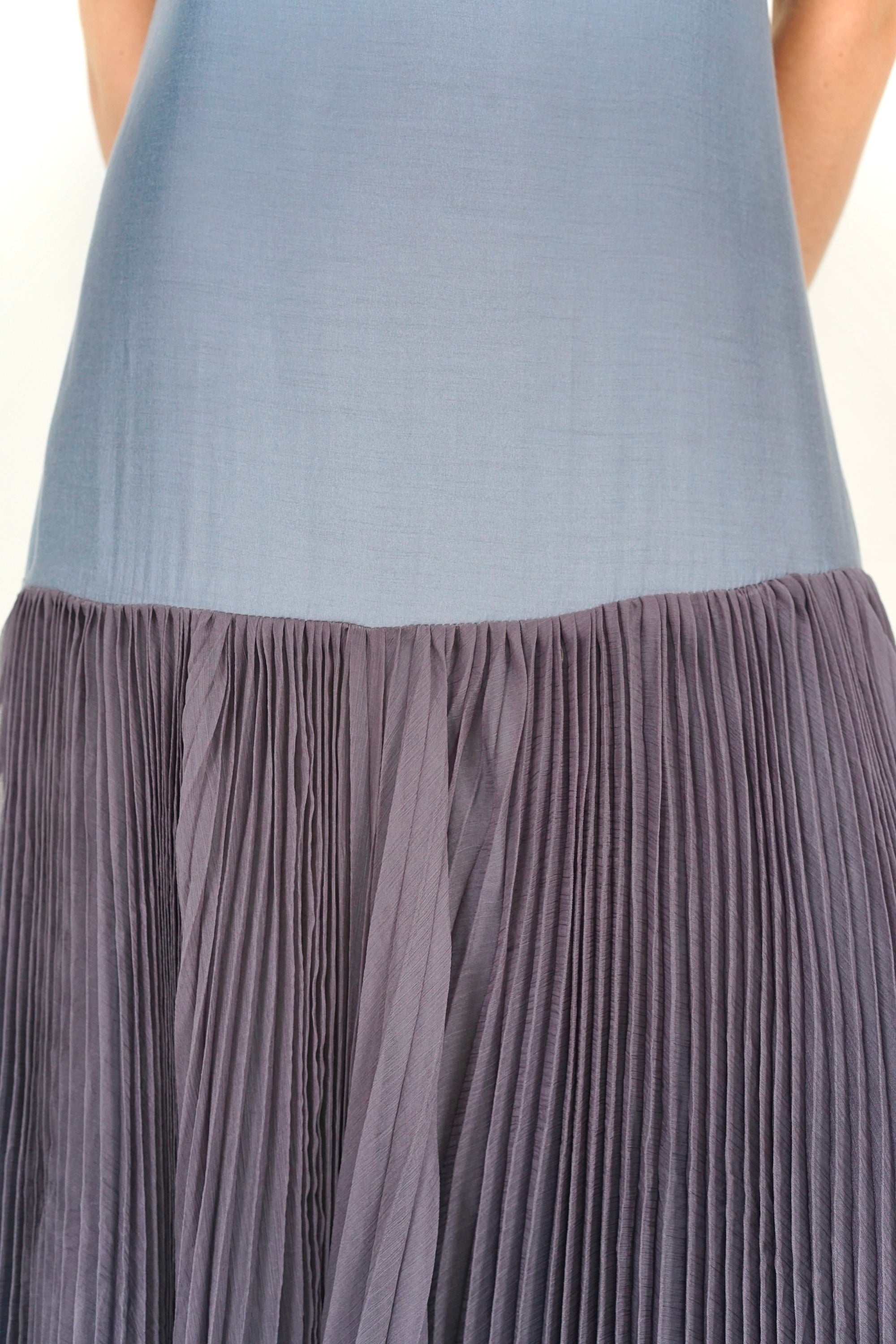 Pleated Flowy Dress in Dusty Blue