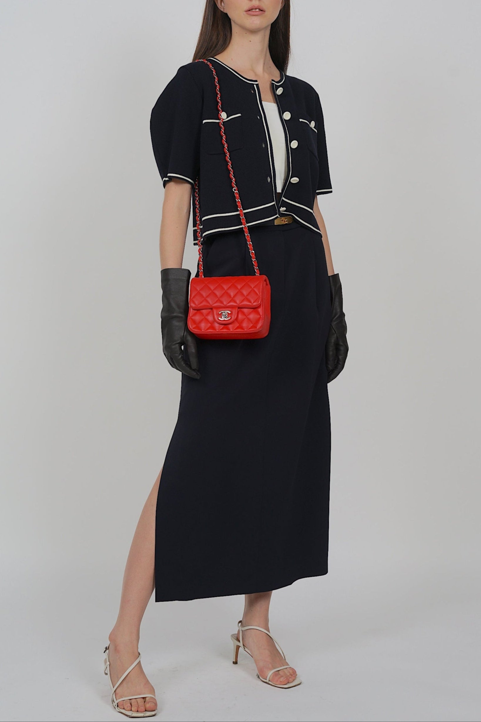 Side Slit Column Skirt in Midnight