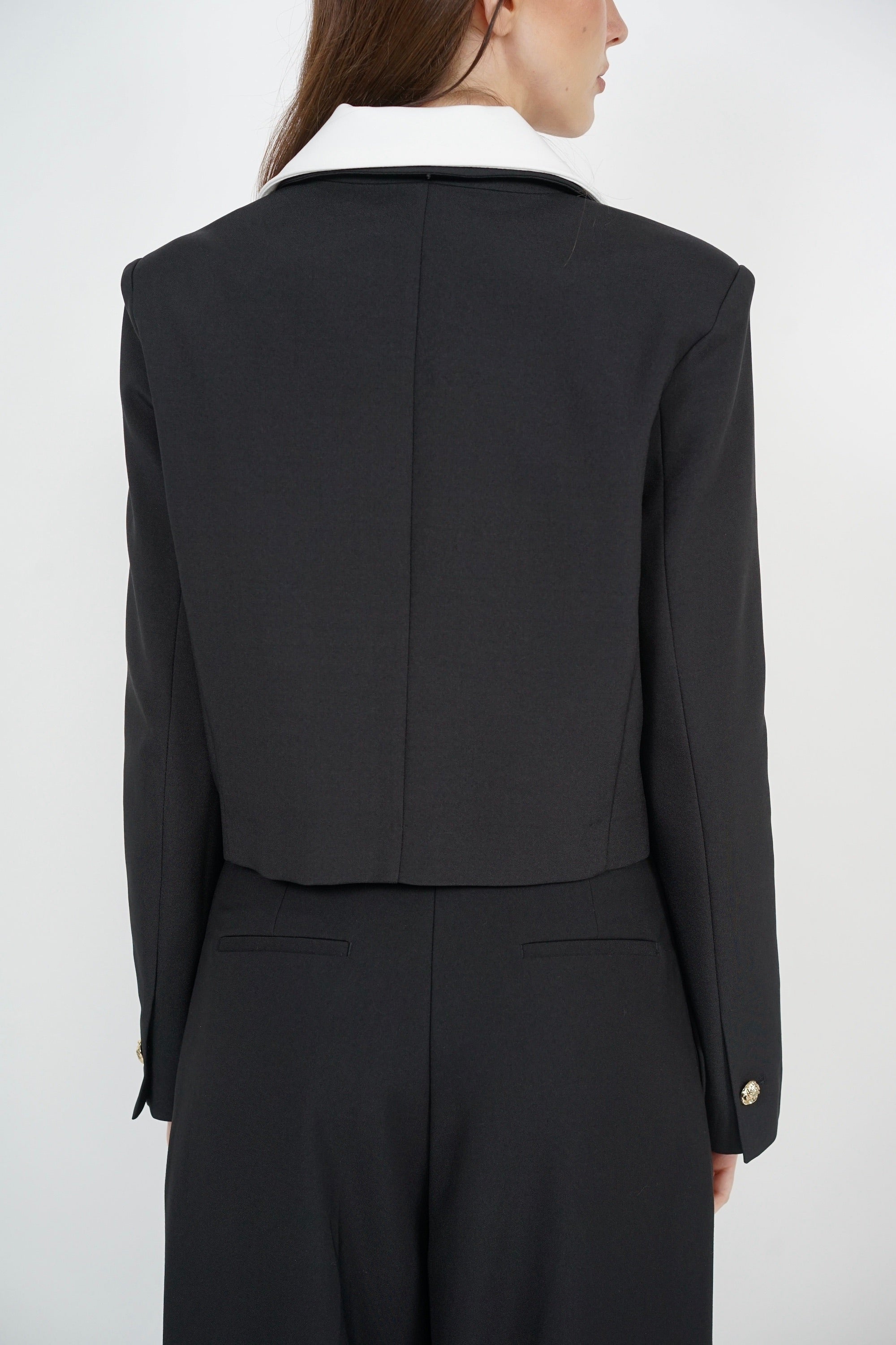 Tailored Contrast Blazer Jacket in Black