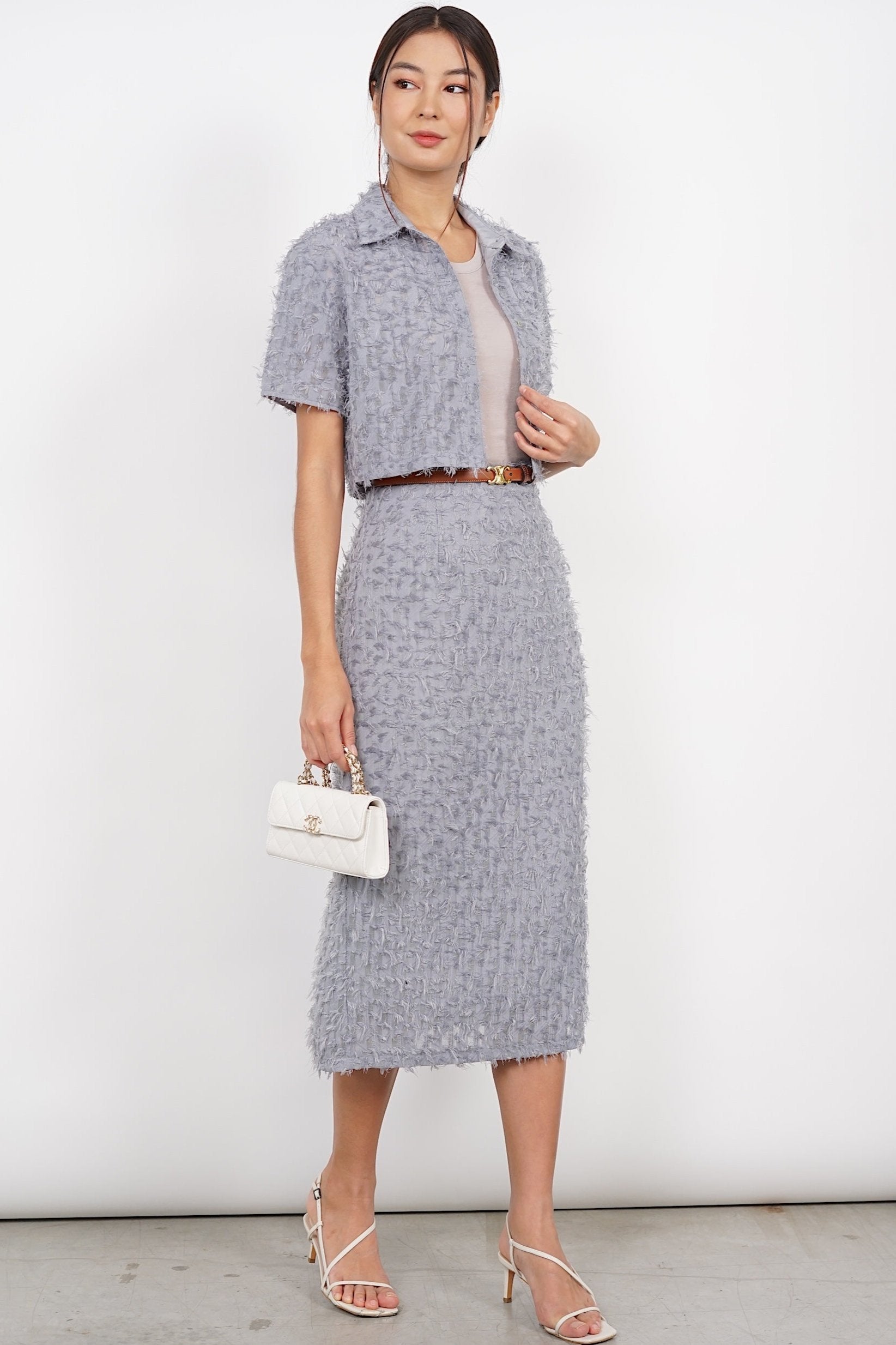 Rustle Skirt in Dusty Blue