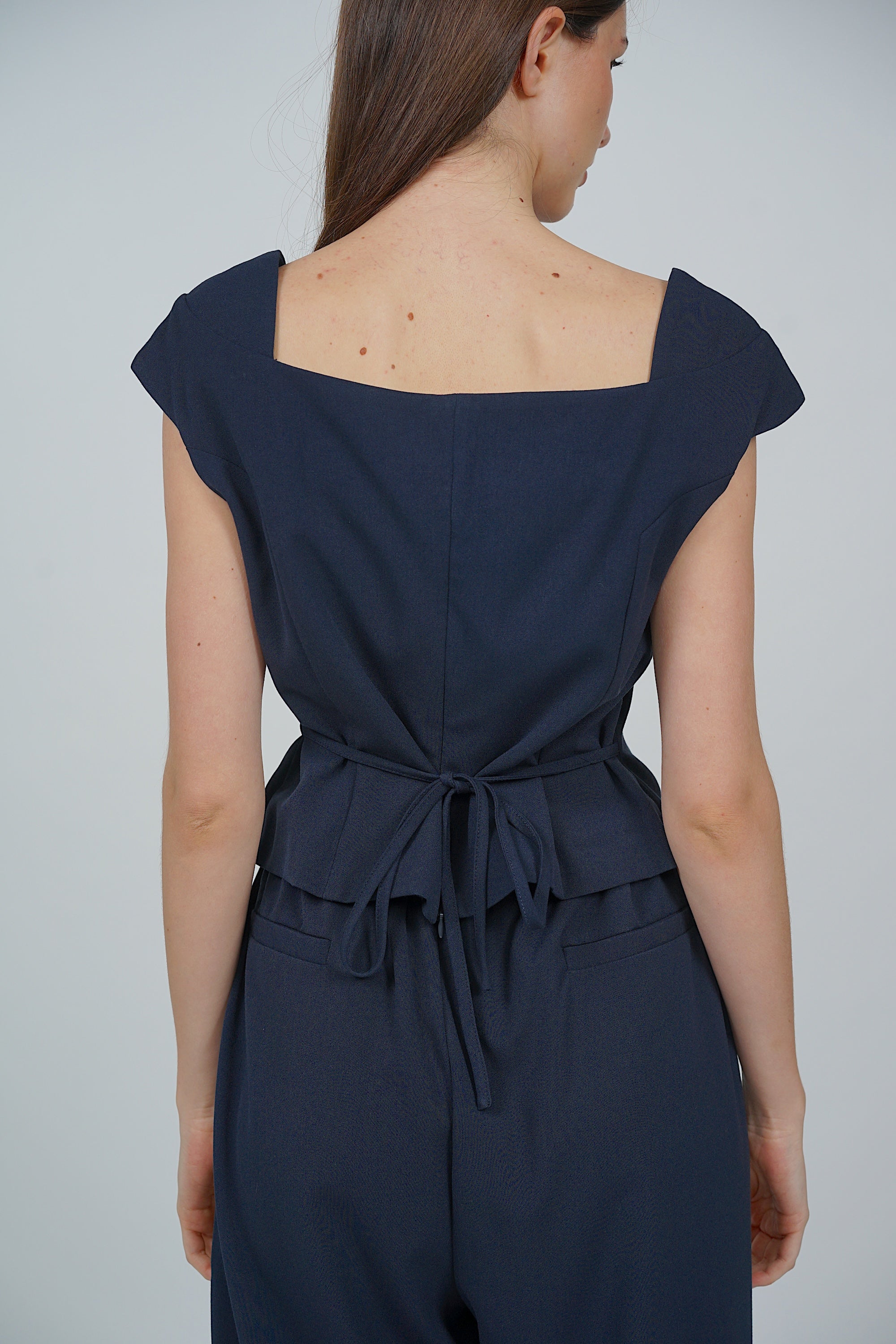 Square Neck Short Sleeve Top in Midnight