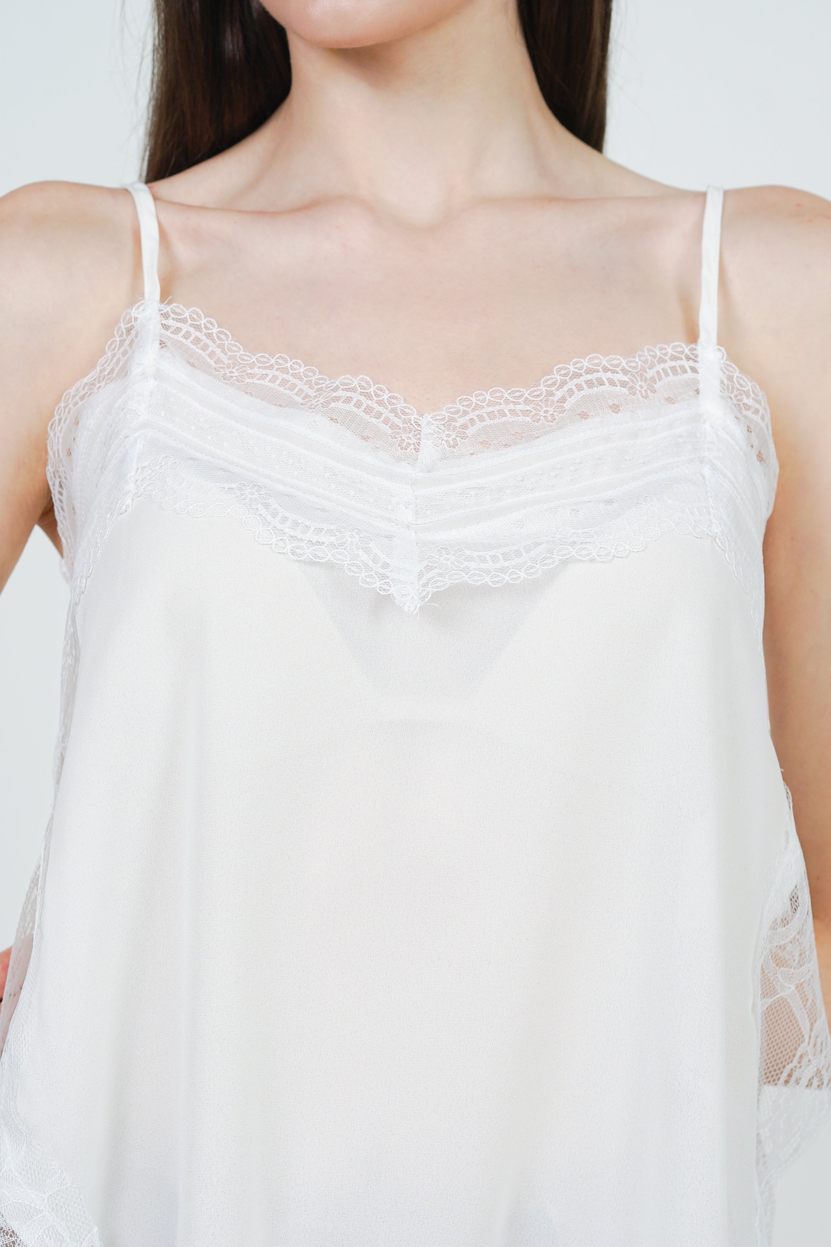 Patchwork Camisole Lace Top in White