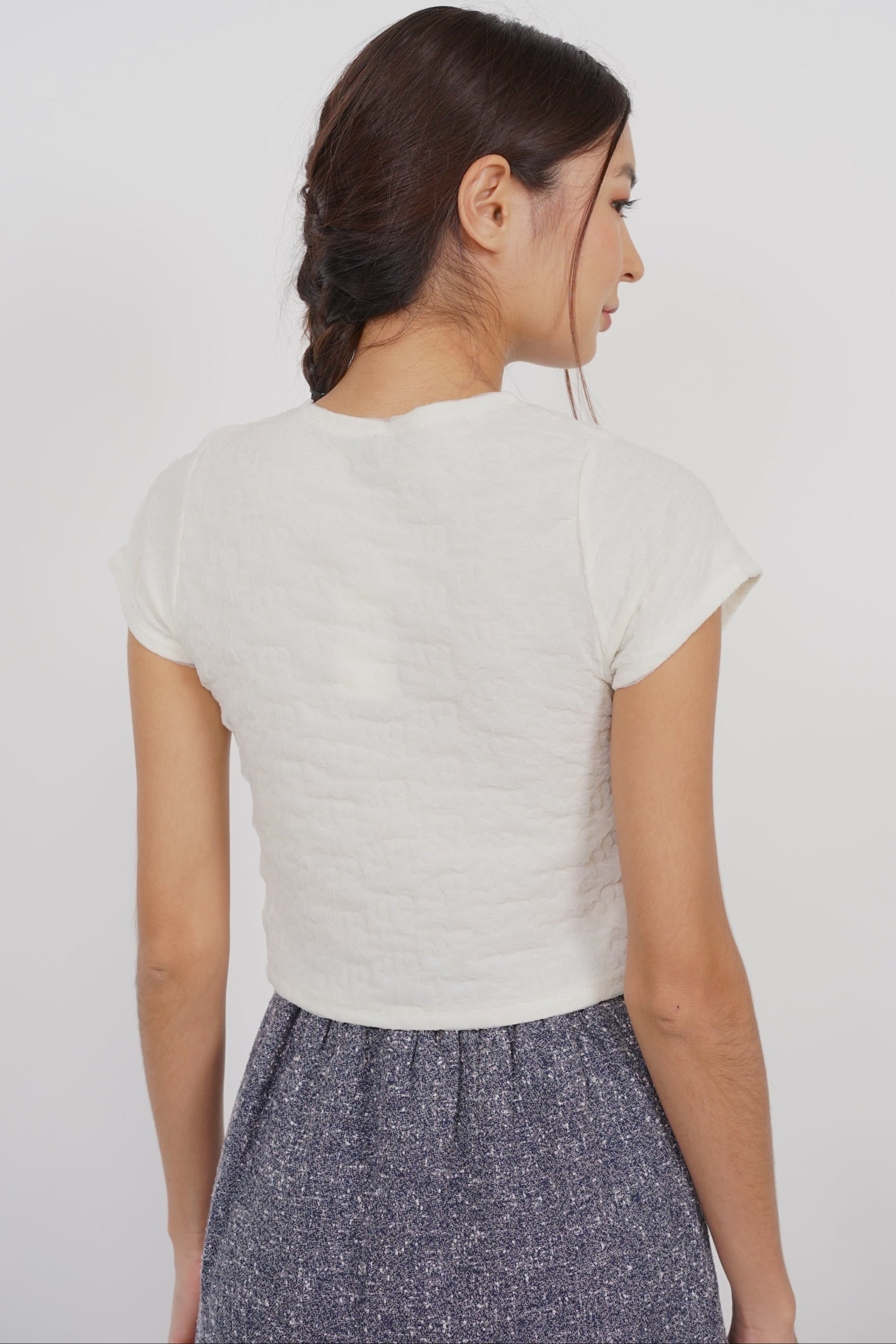 Textured Gathered Top in Cream