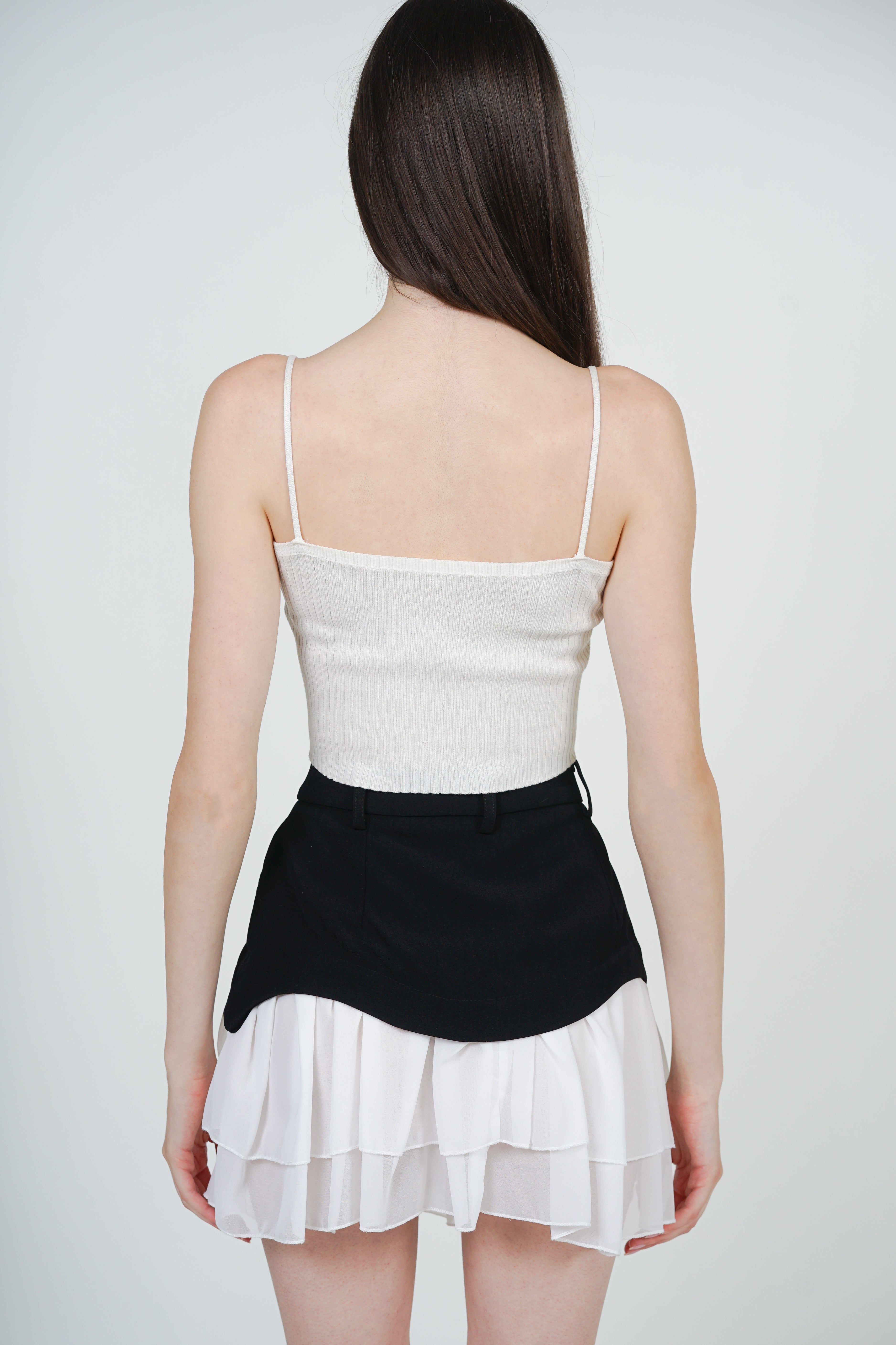 Flared Tiered Ruffle Skirt in Black