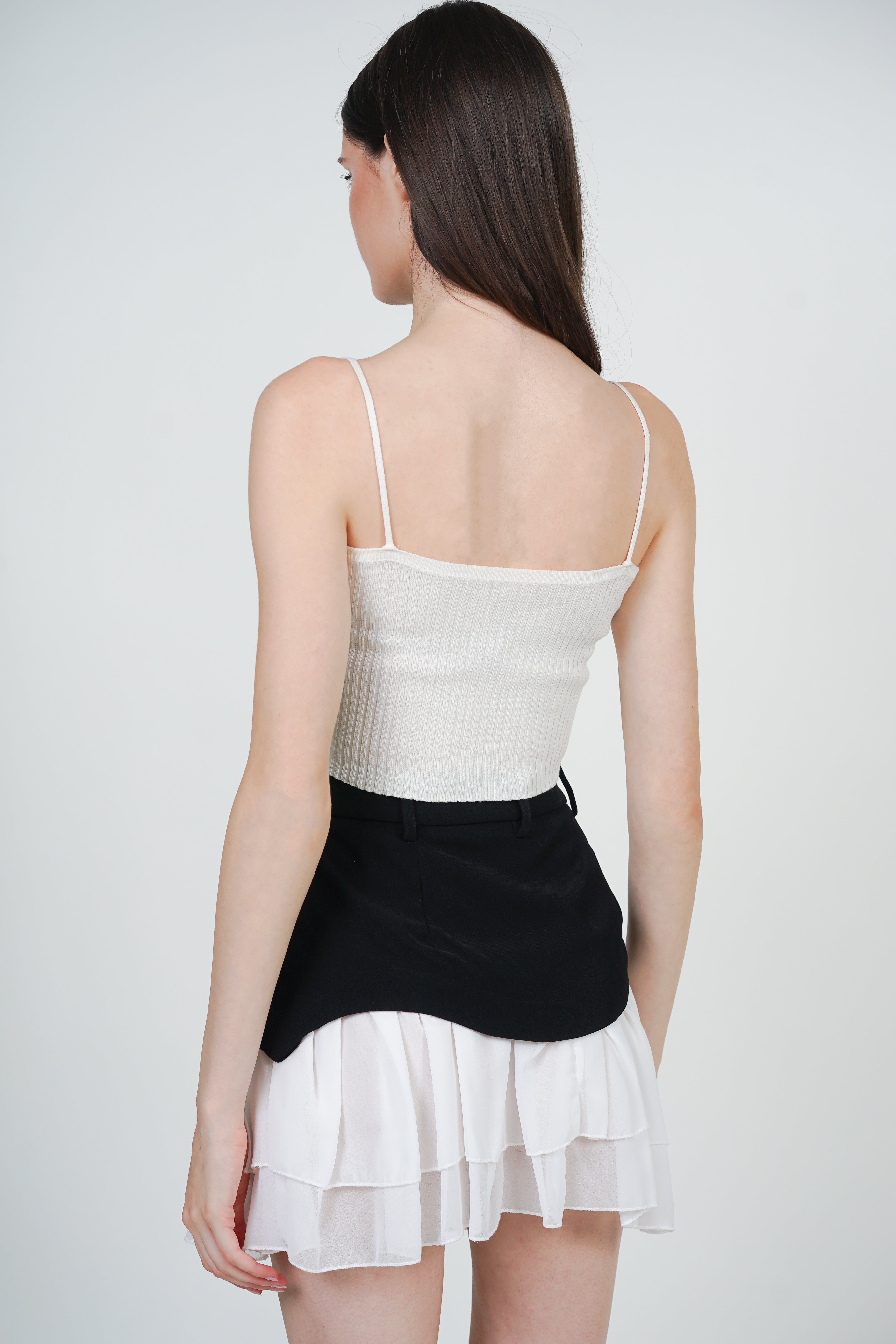 Flared Tiered Ruffle Skirt in Black