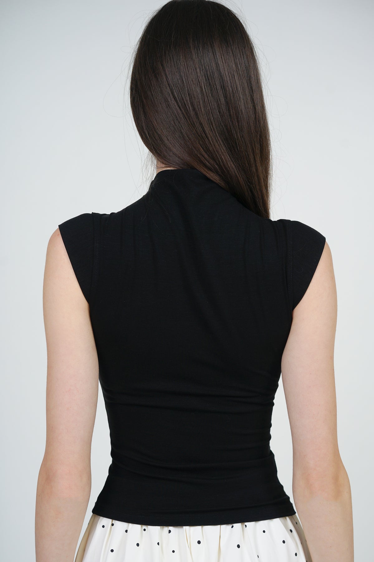 Turtleneck Cap Sleeve Top in Black