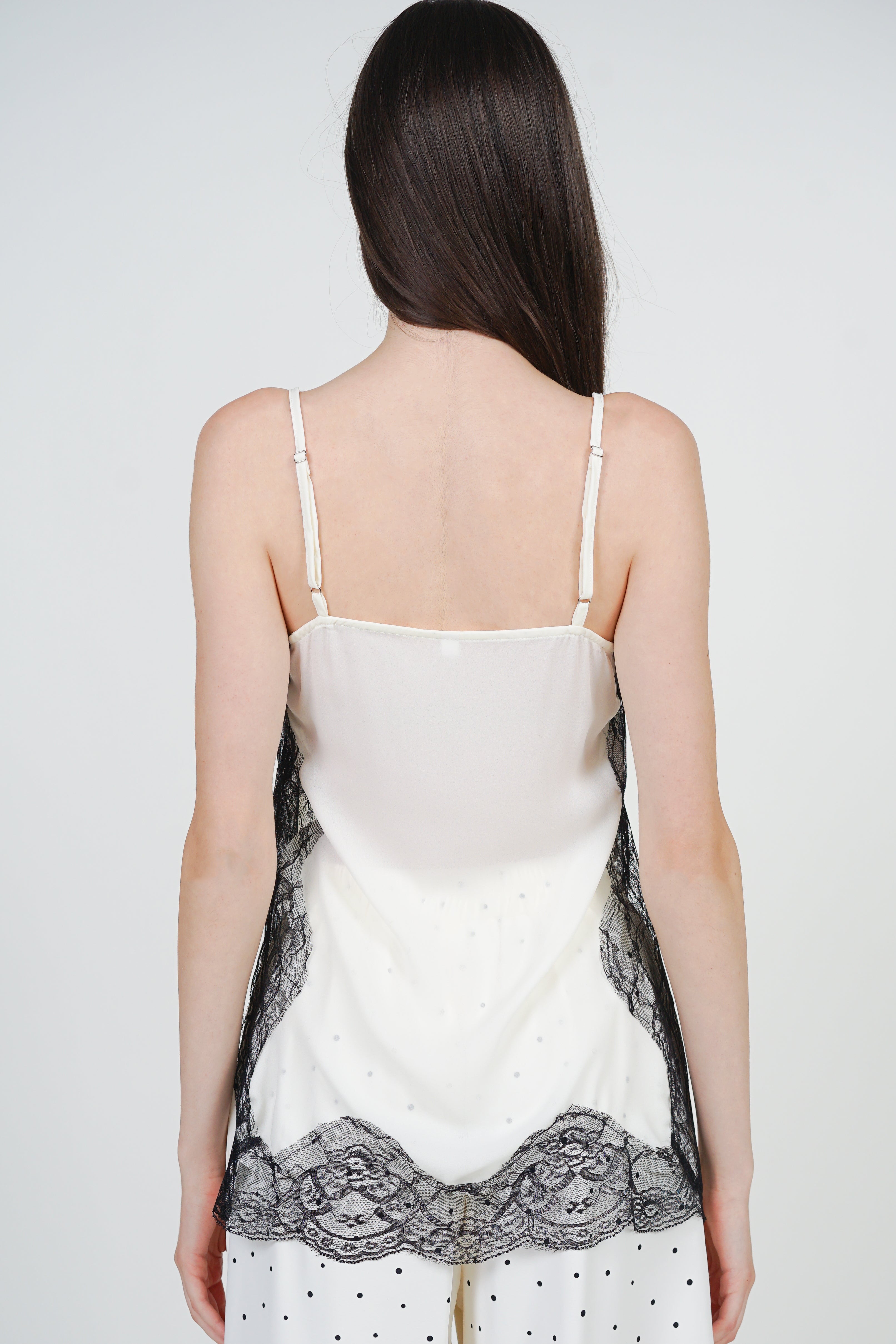 Patchwork Camisole Lace Top in White Black