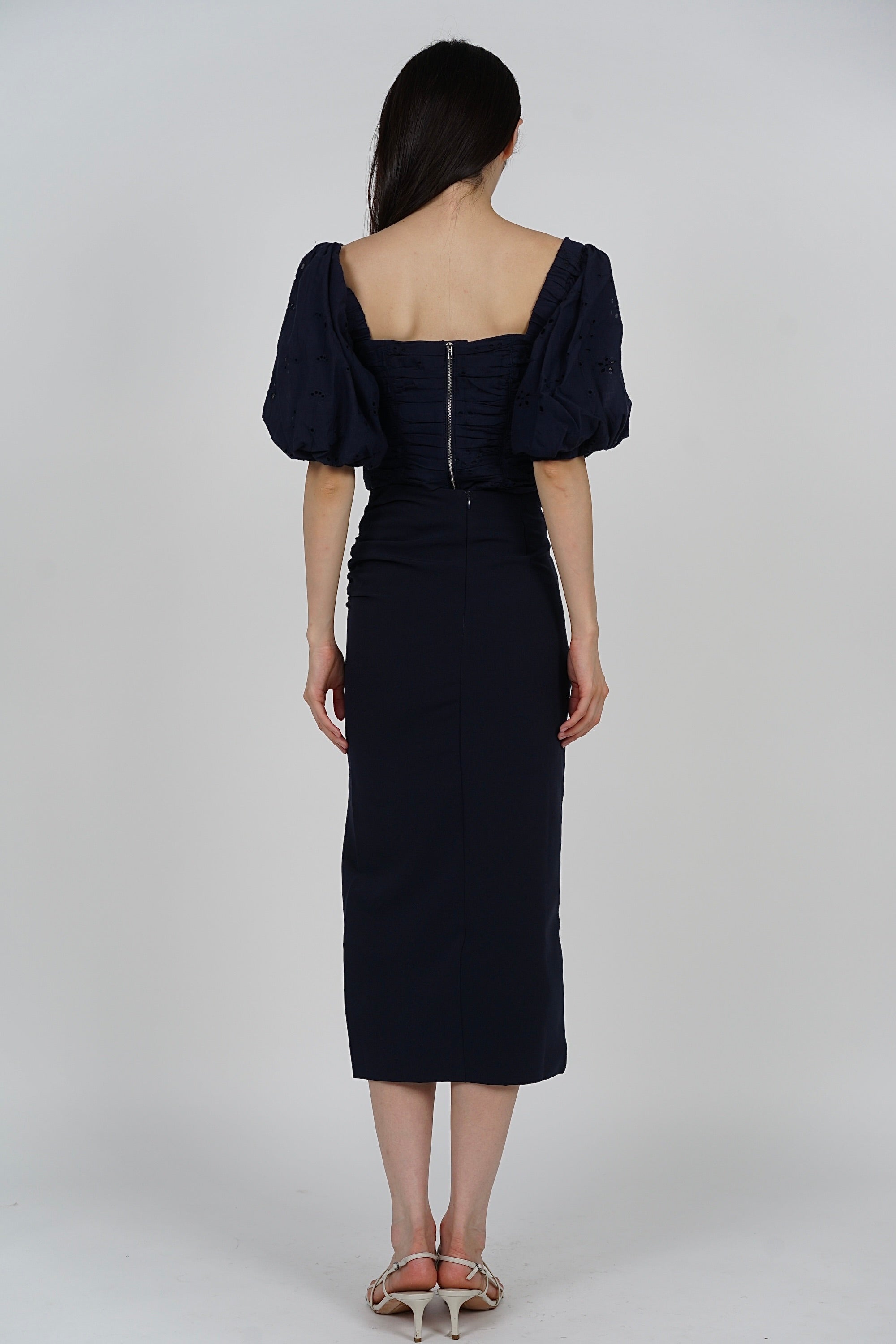 Reine Side Ruched Skirt in Midnight