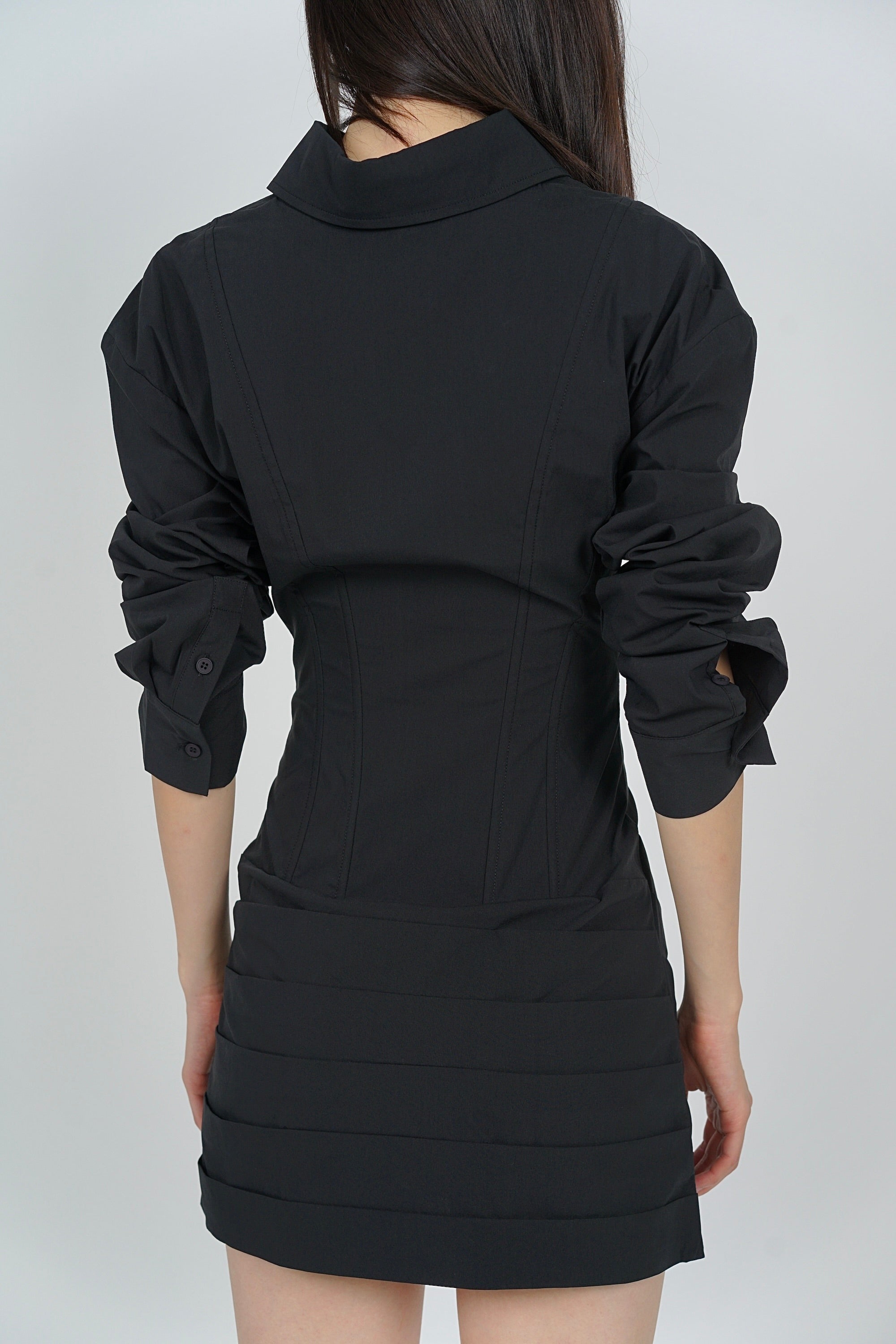 Buttoned Shirt Dress in Black