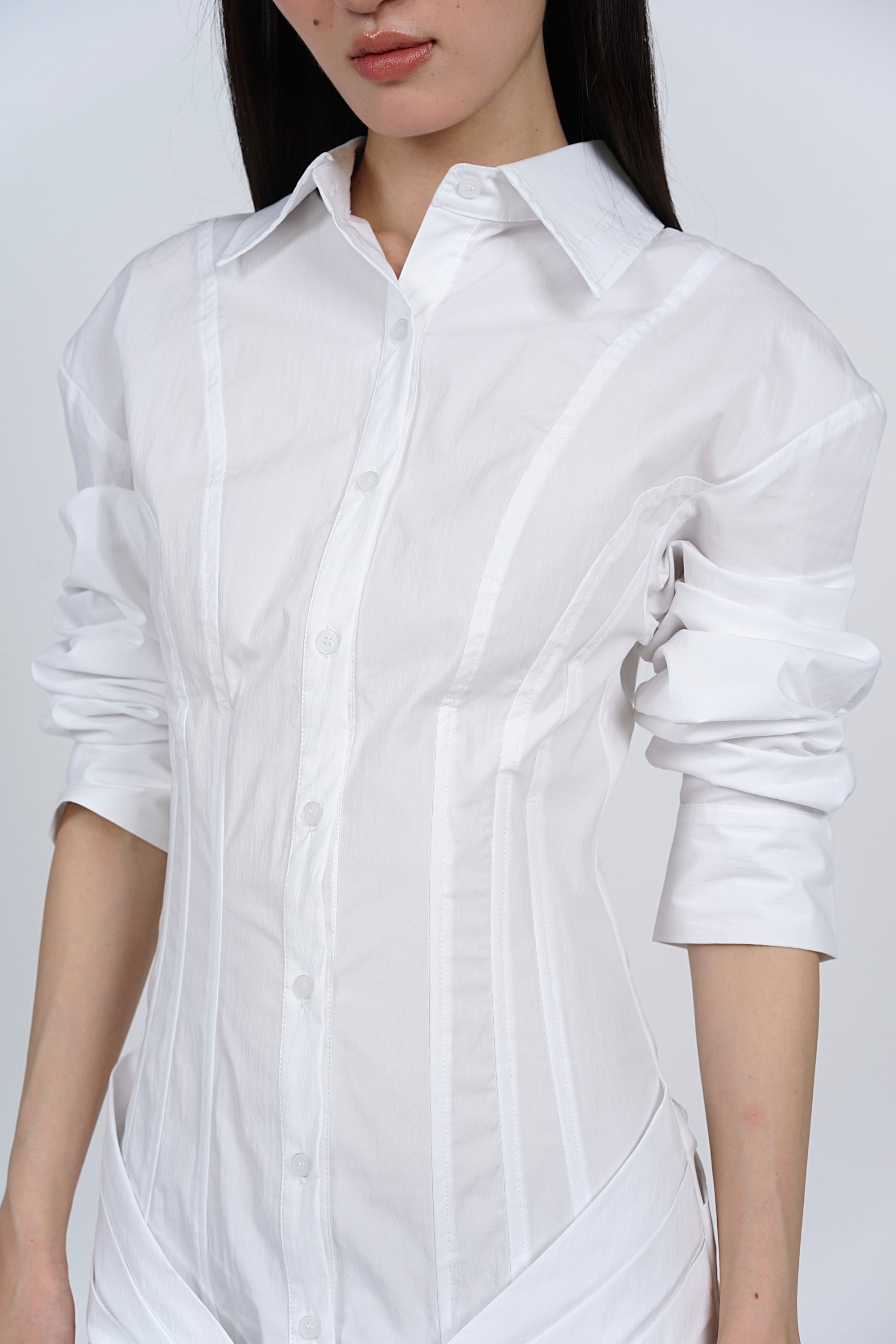 Buttoned Shirt Dress in White