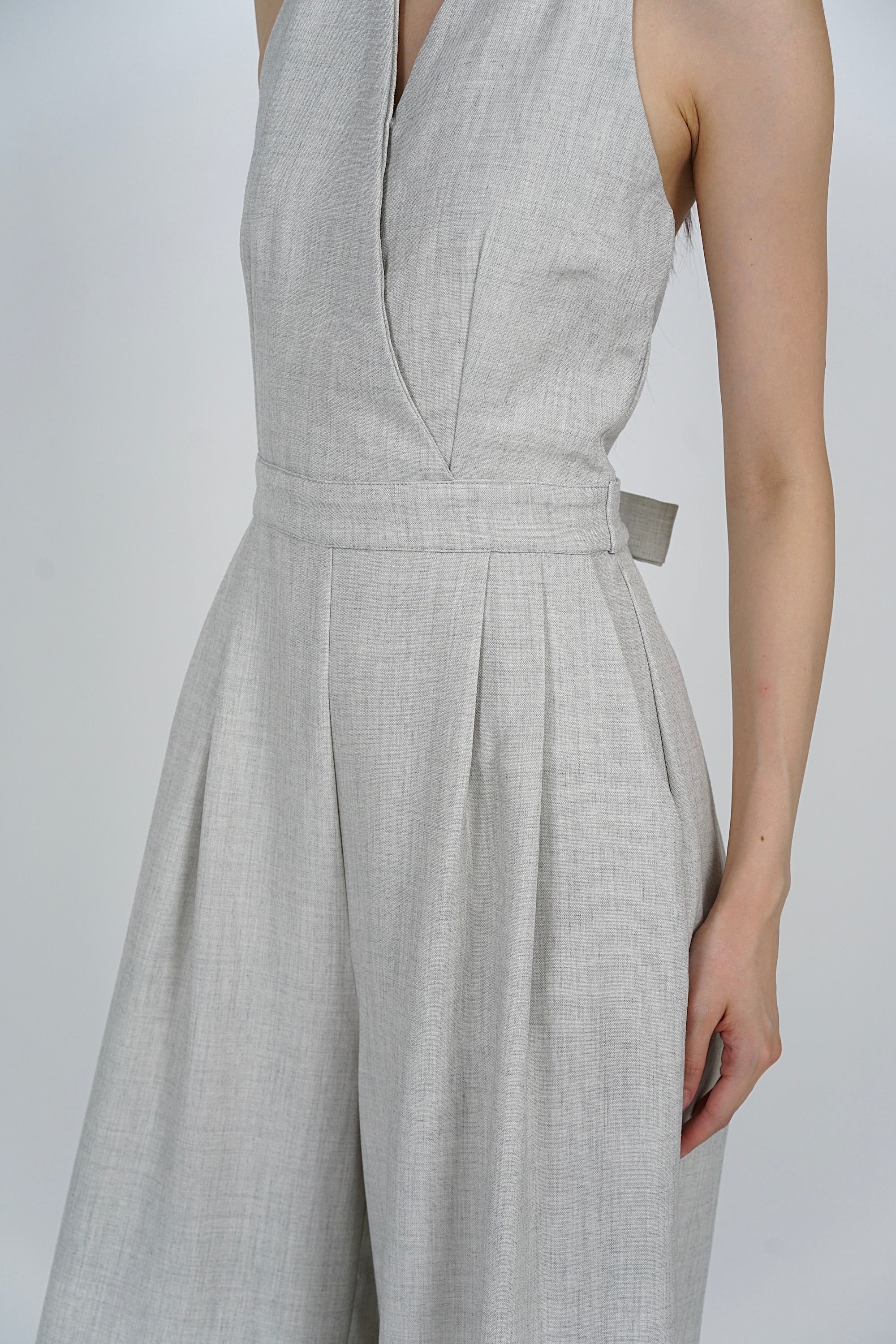 Bare-Back Wrap Jumpsuit in Oat