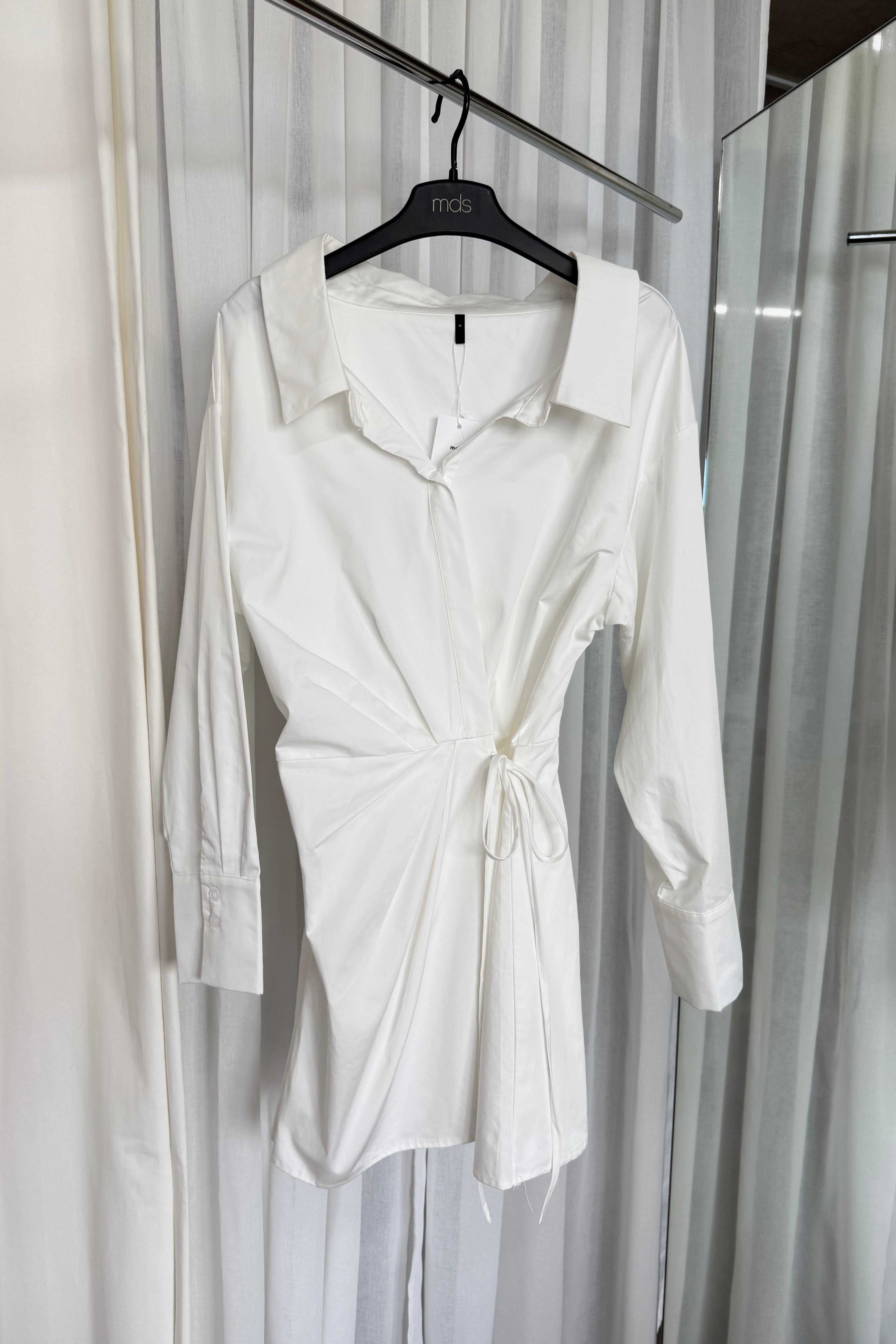 Collar Mini Wrap Dress in White