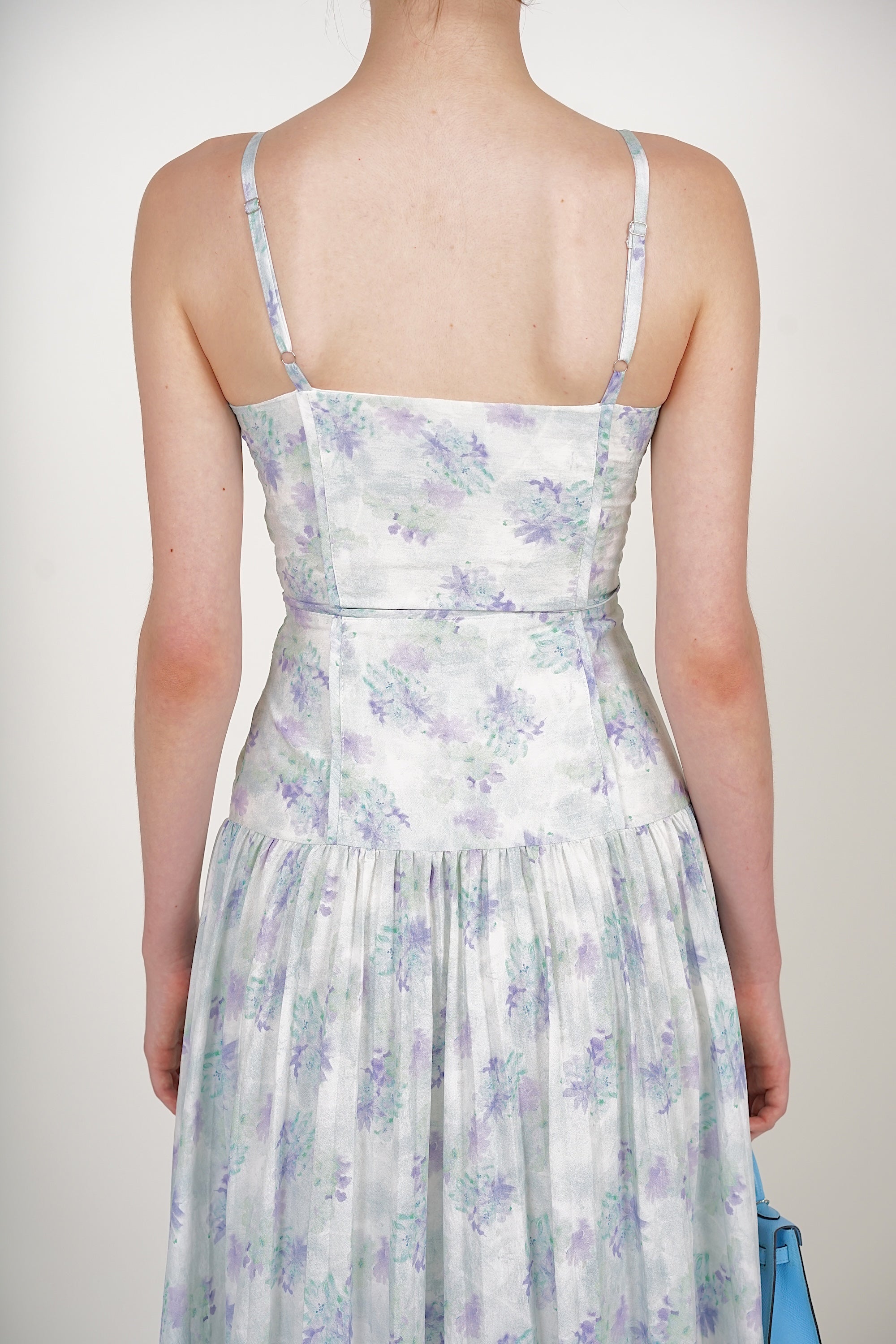 Bustier Pleated Dress in Green Blue