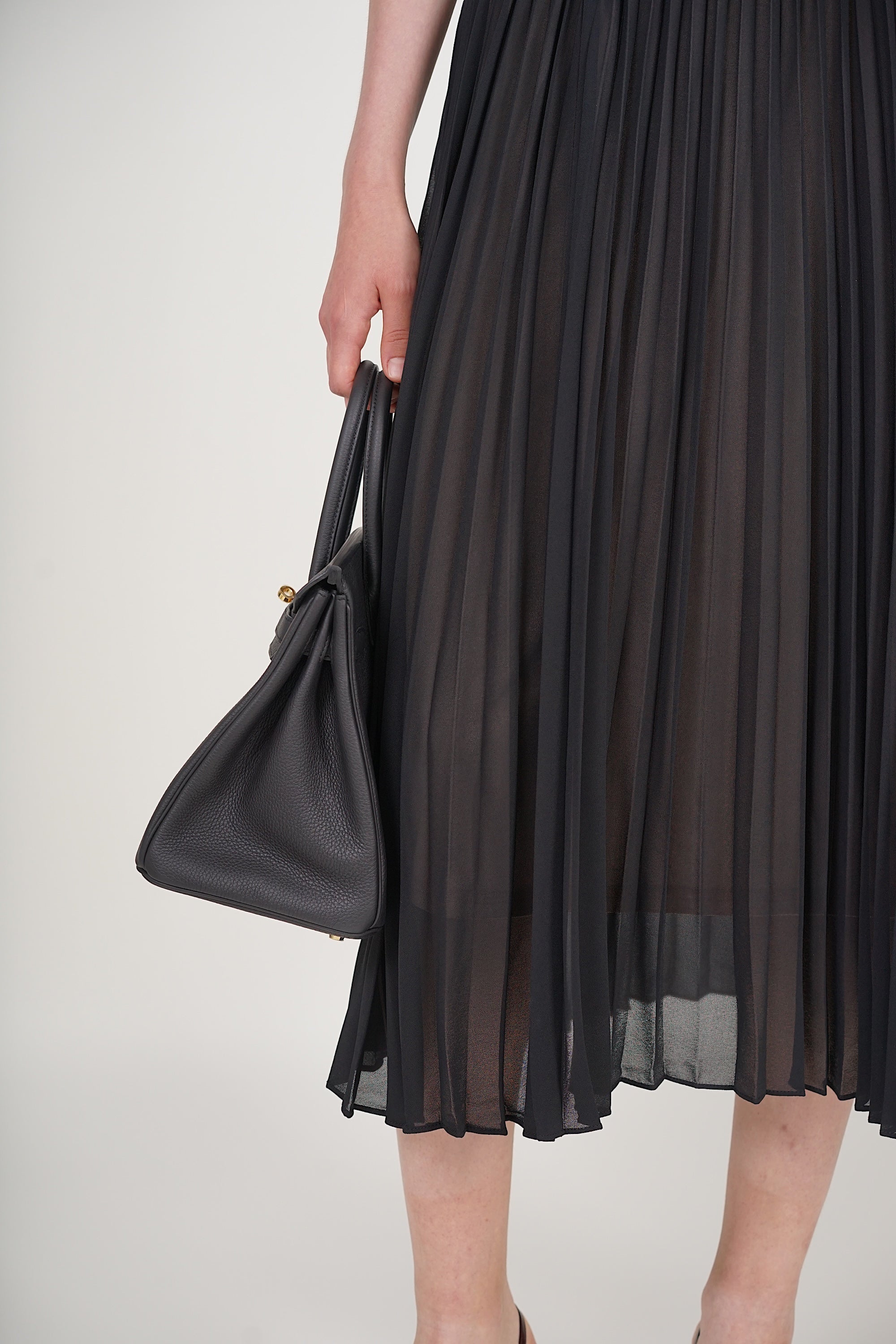 Bustier Pleated Dress in Black Lace