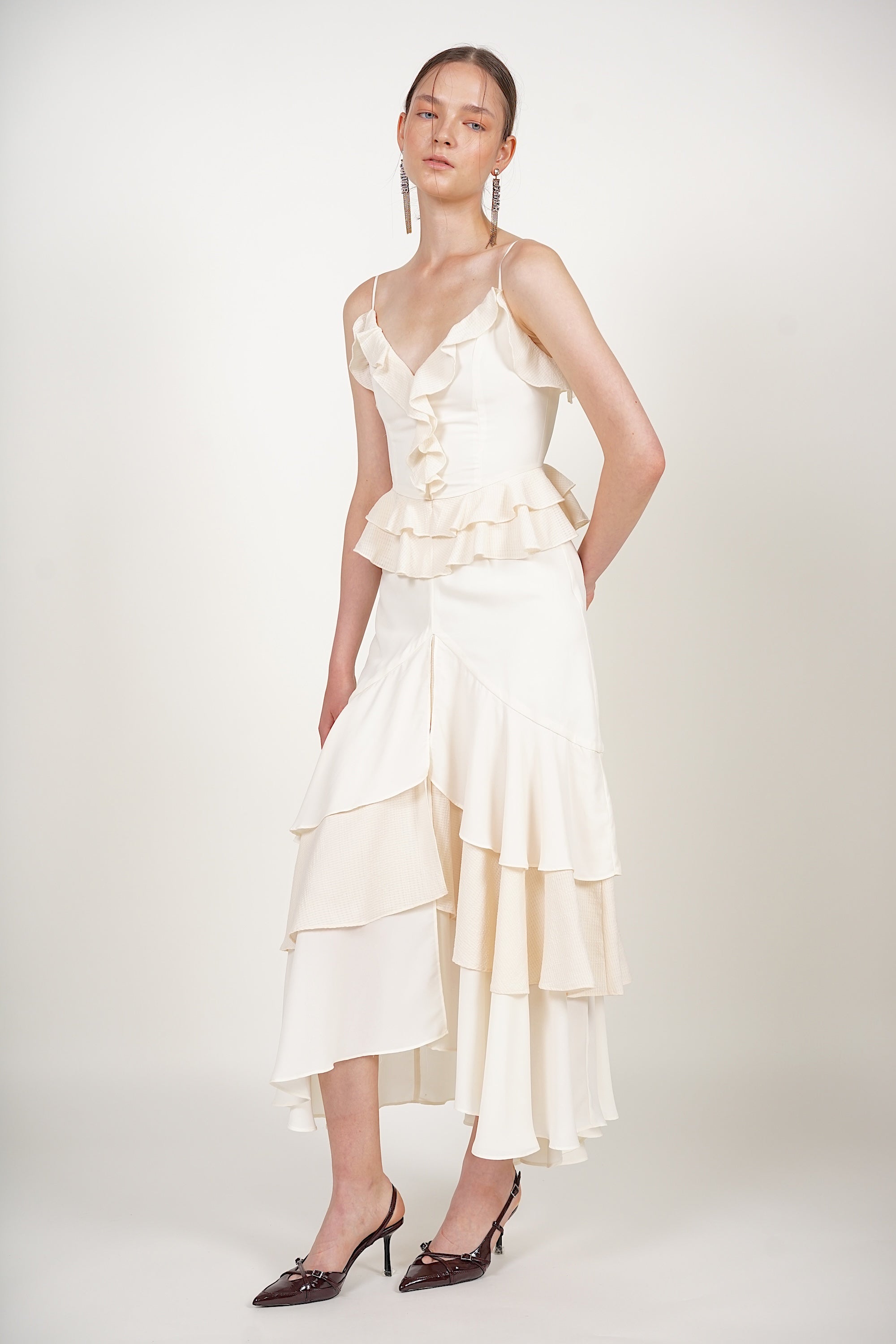 COMING SOON - Frilled Maxi Dress in Ecru