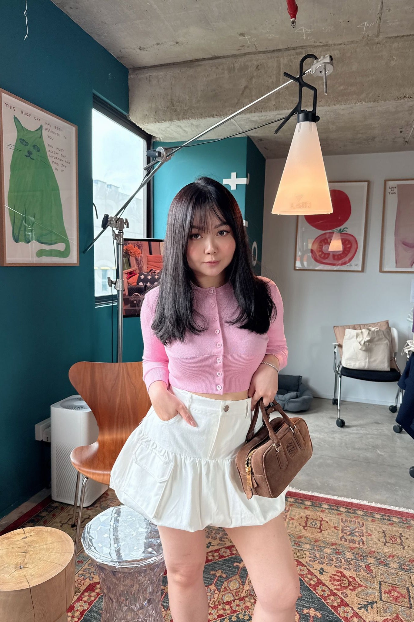 Bubble-Hem Skorts in White