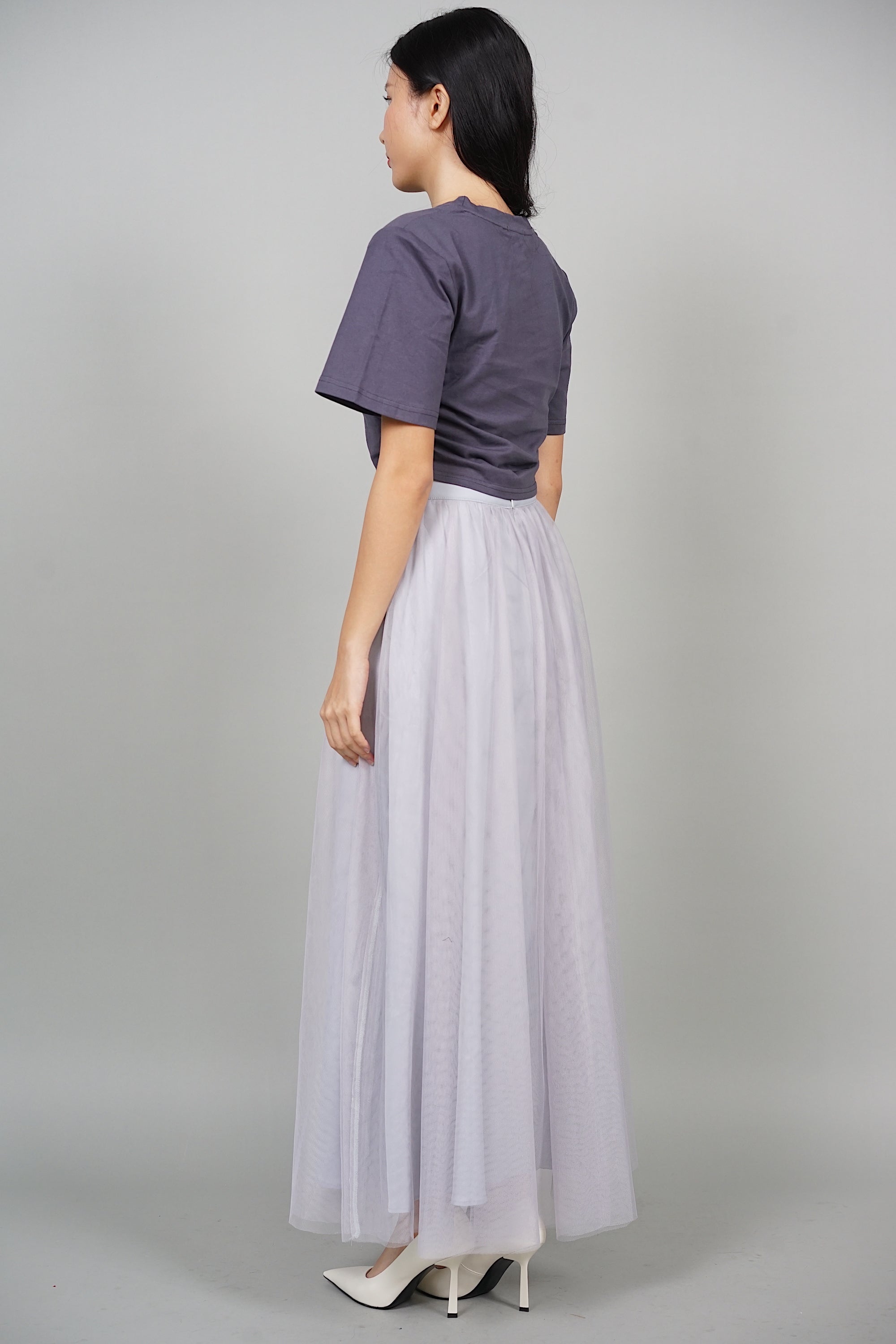 Ellecia Side Gathered Top in Slate Grey