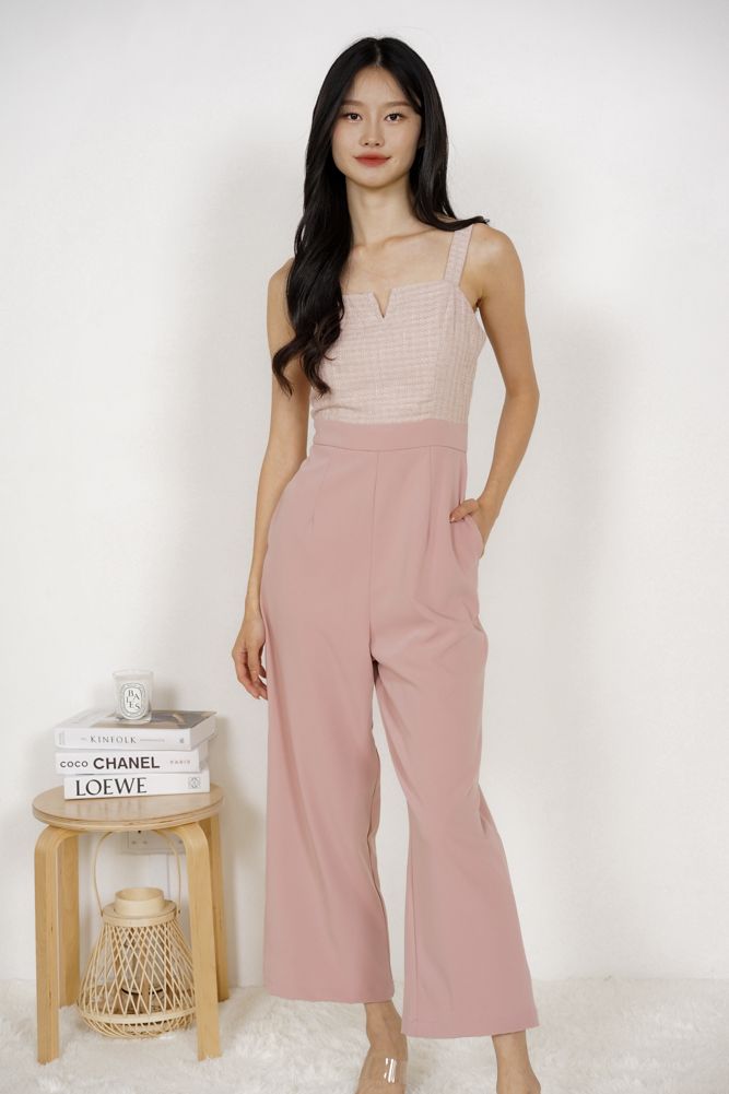 Ander Tweed Jumpsuit in Pink
