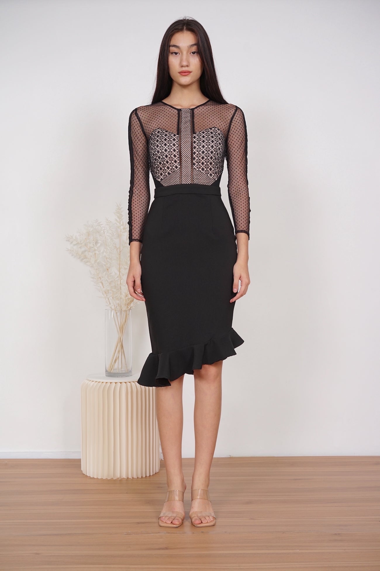 Sofya Lace Dress in Black