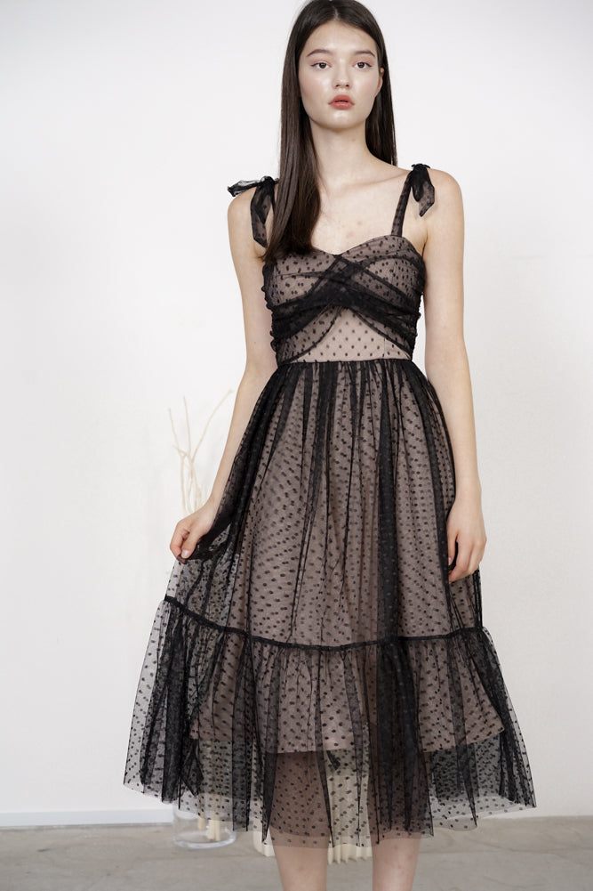 Hylos Gathered Dress in Black