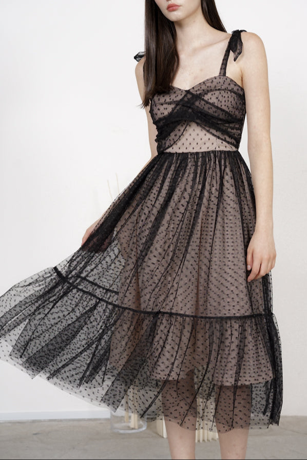 Hylos Gathered Dress in Black