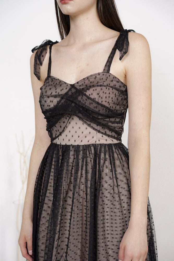 Hylos Gathered Dress in Black