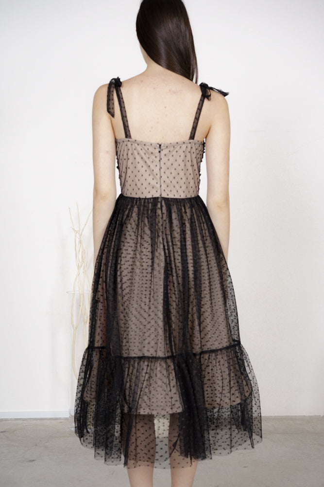 Hylos Gathered Dress in Black