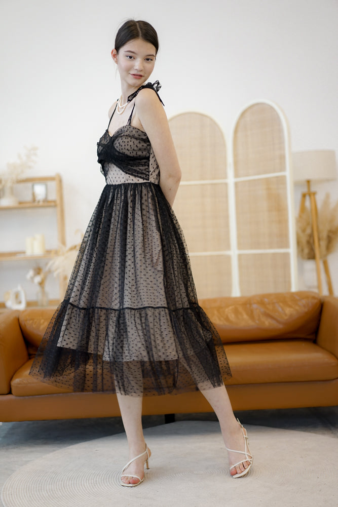 Hylos Gathered Dress in Black