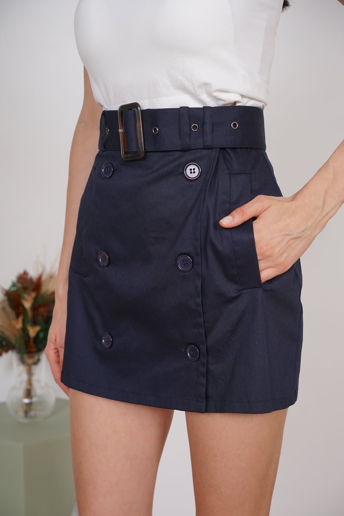 Bobbie Trench Skorts in Midnight Black